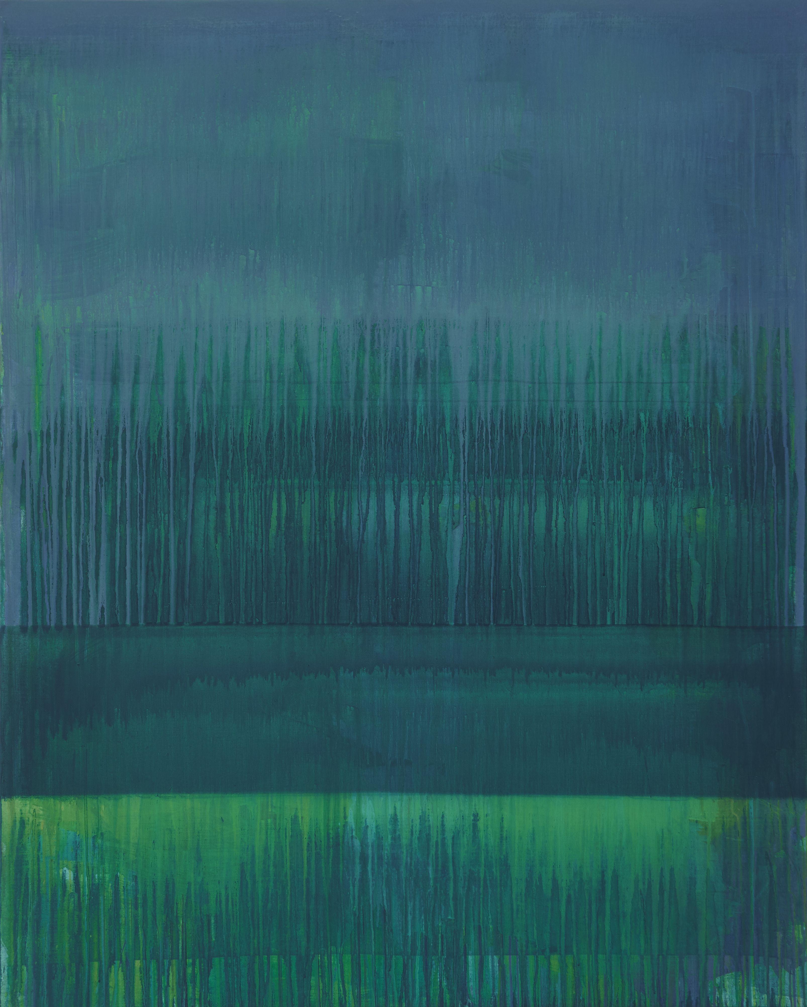 Simon Findlay Abstract Painting - Blue Grey Green, Painting, Acrylic on Canvas