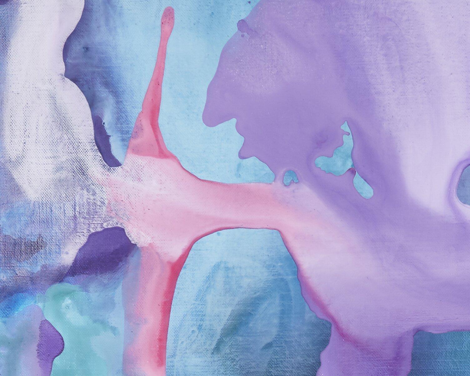 Galassia blu viola rosa, Pittura, Acrilico su tela - Abstract Painting Viola di Simon Findlay