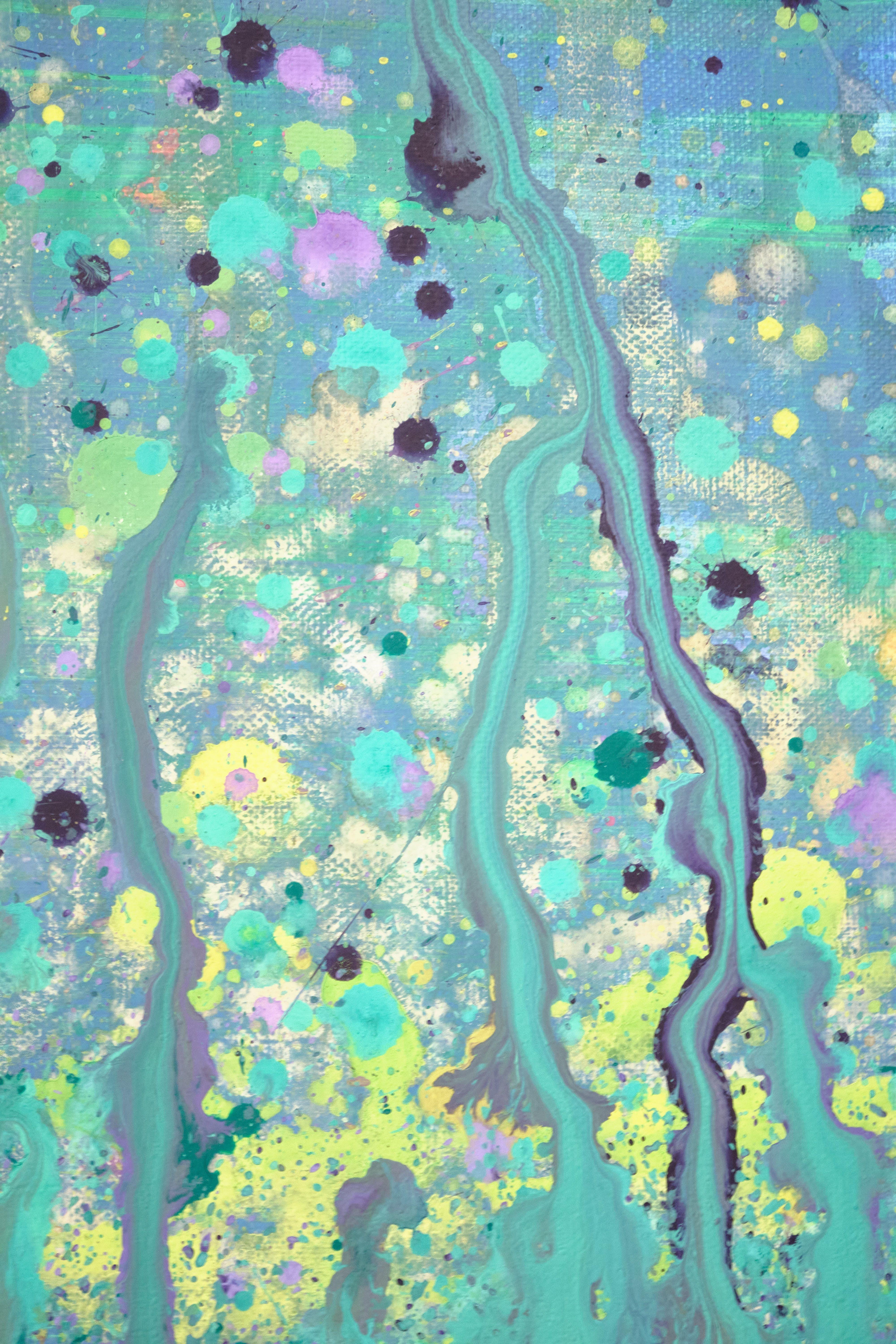 Blue Watermelon Drips, Painting, Acrylic on Canvas For Sale 1