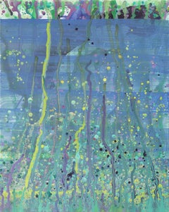 Blaue Wassermelonen tropfen, Gemälde, Acryl auf Leinwand