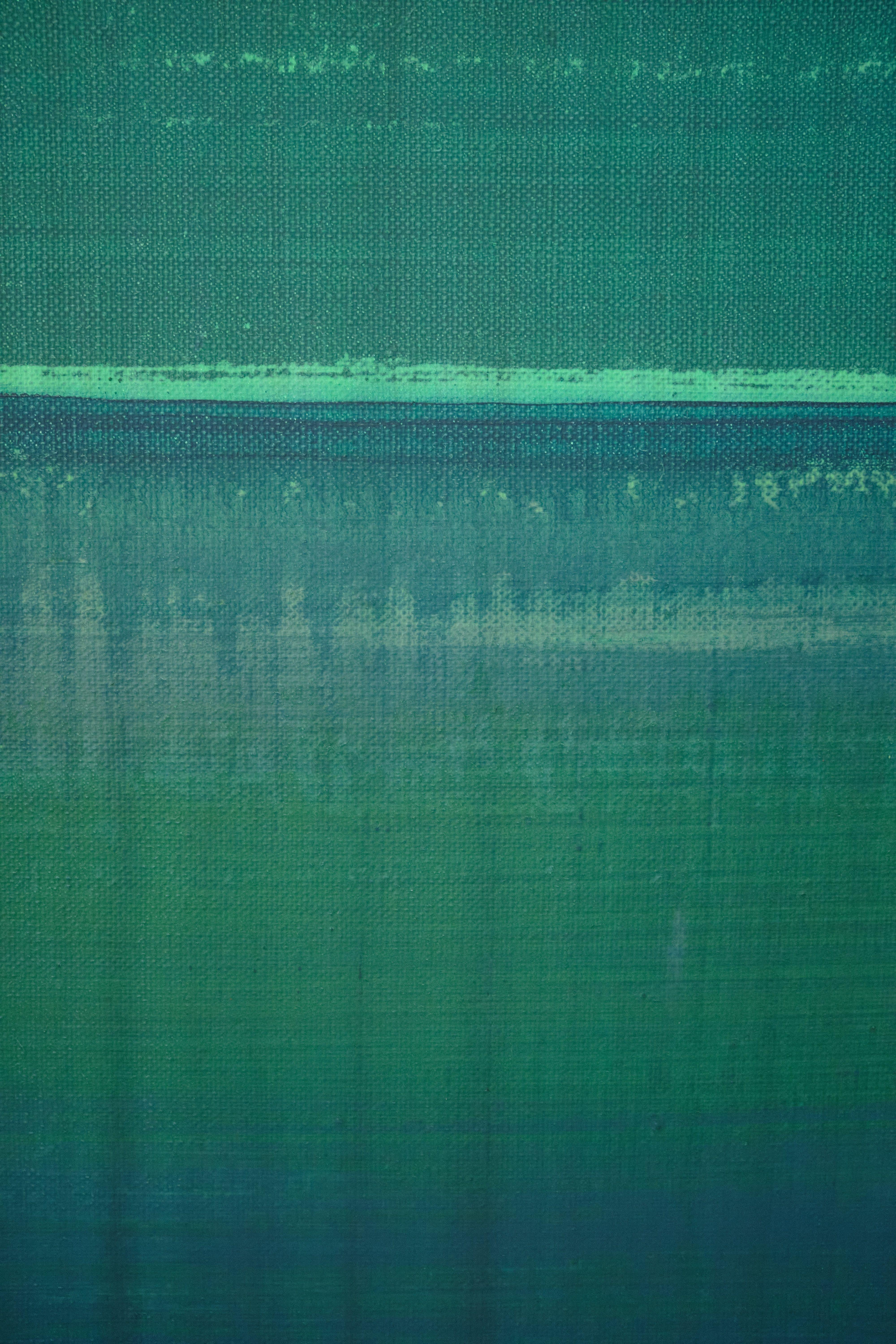 Verde scuro, Pittura, Acrilico su tela - Abstract Painting Blu di Simon Findlay