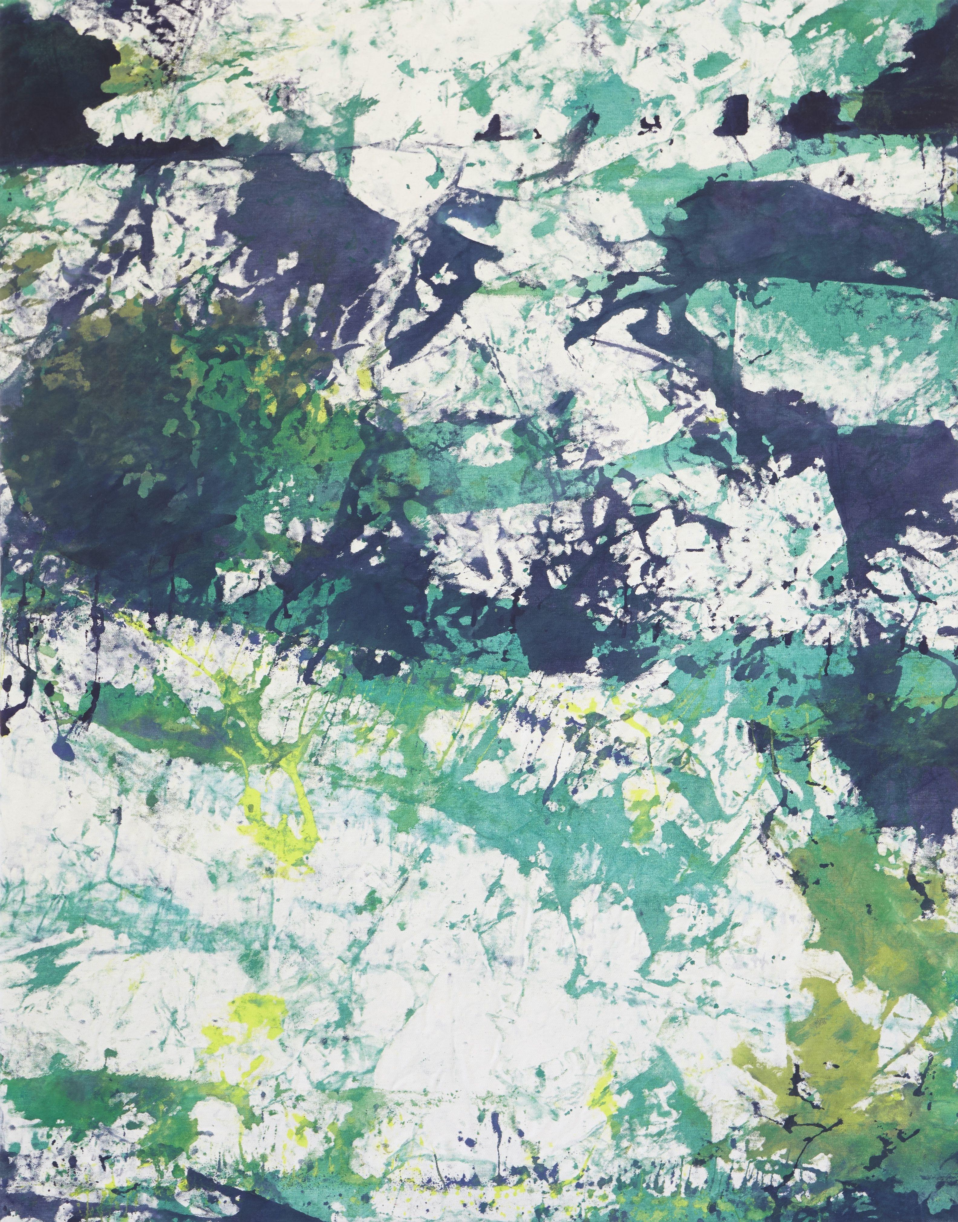 Simon Findlay Abstract Painting - Green Purple Floor, Painting, Acrylic on Canvas