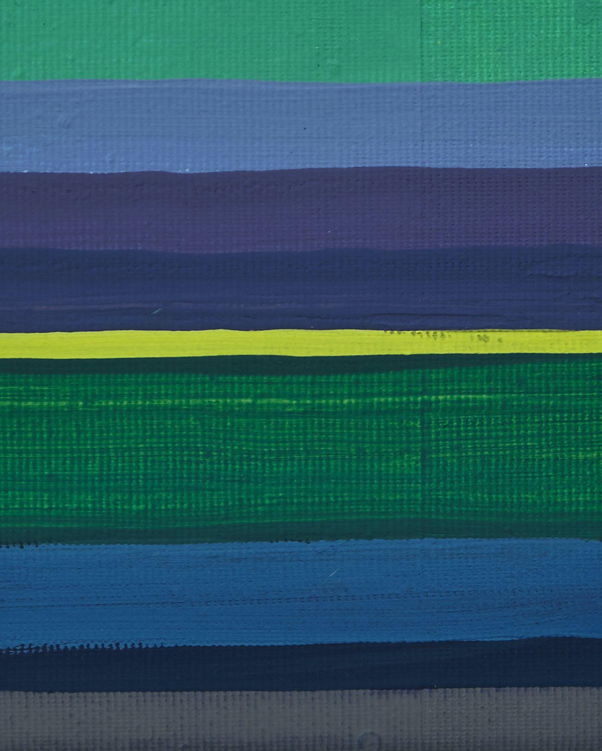 Horizontal Lines 5, Painting, Acrylic on Canvas - Blue Abstract Painting by Simon Findlay