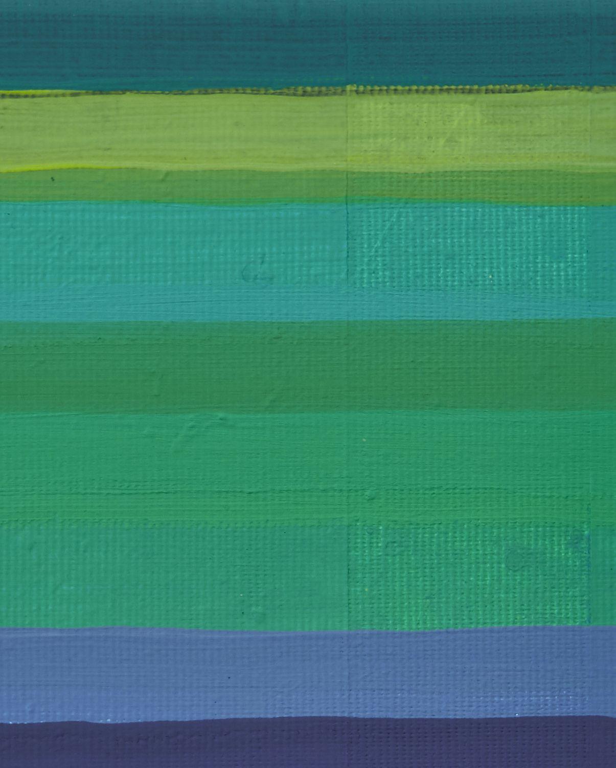 Observing how yellow, green and purple work with each other.    A colour study of lines, favouring a bright palette that reflects the artistsâ€™s personal relationship with colour.    The small works and large works that look similar, inform each