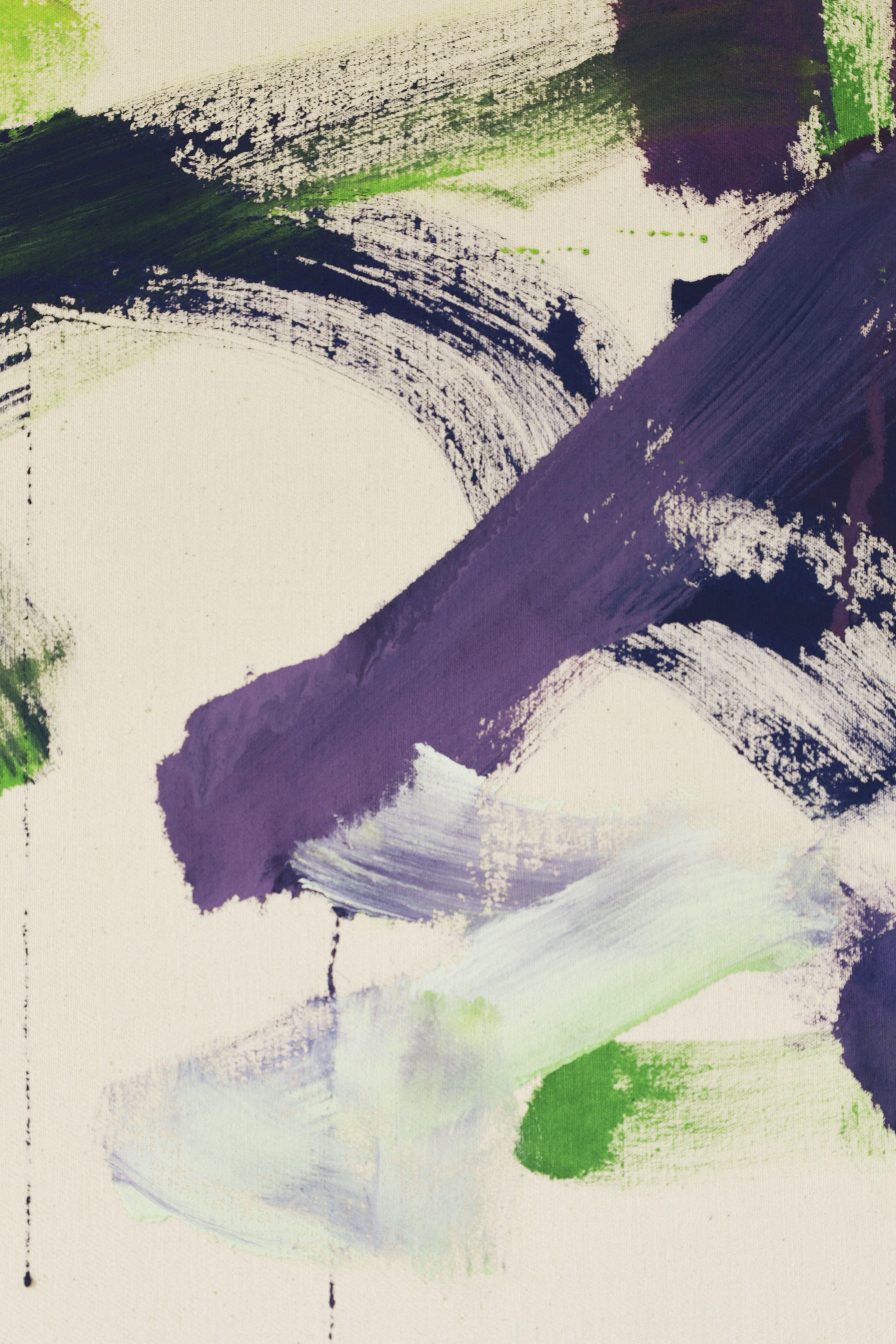 Ich denke immer, es ist vorbei, es ist nicht vorbei / Lime Green Purple    Diese Aktion, bei der man sich auf den Boden legt und mit einem 2 Meter langen Stock malt, ist ein absichtlicher Kontrollverlust, um die gestischen Aspekte der gezeichneten