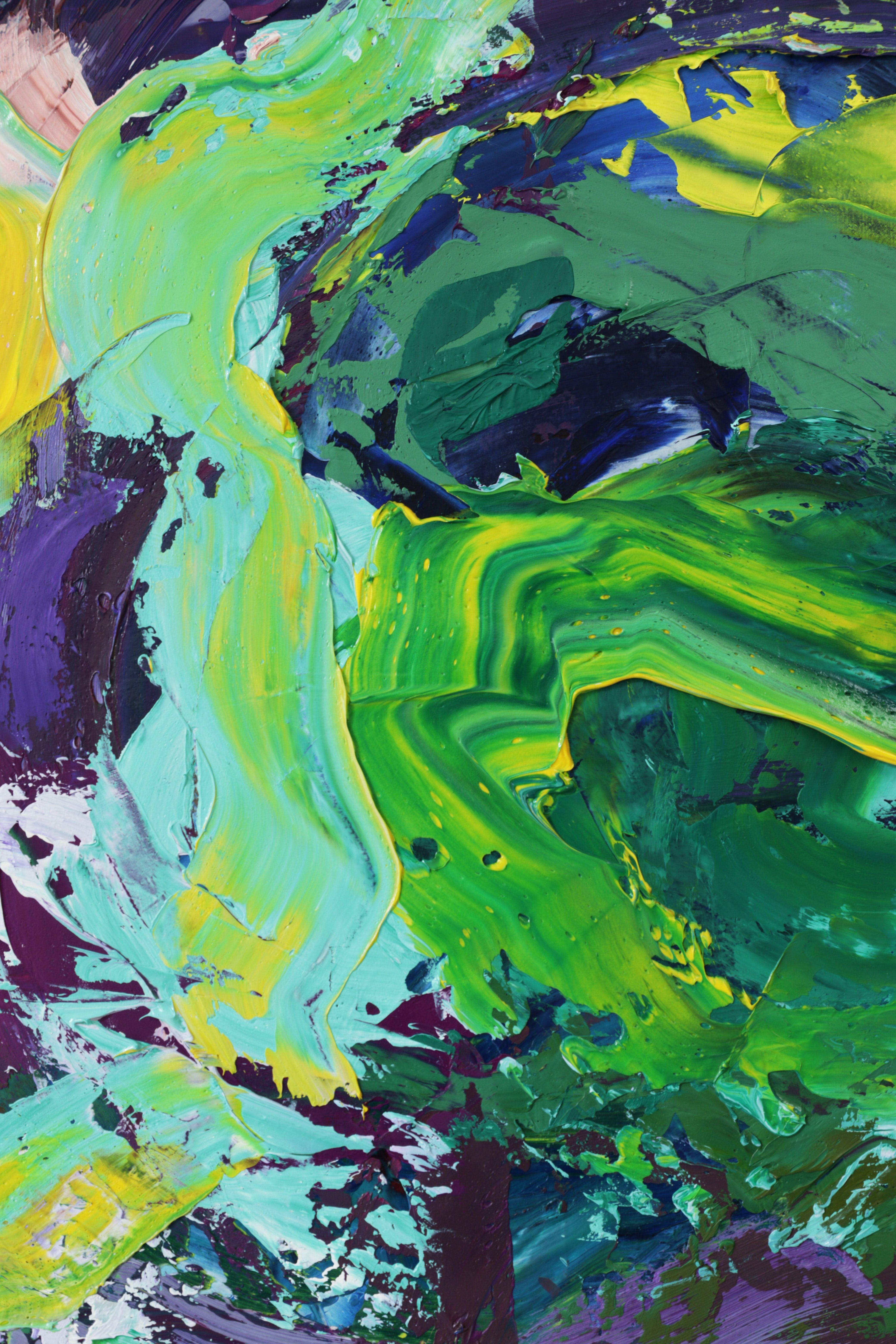 In The Morning / Ölgemälde 18, Gemälde, Öl auf Leinwand (Grün), Abstract Painting, von Simon Findlay