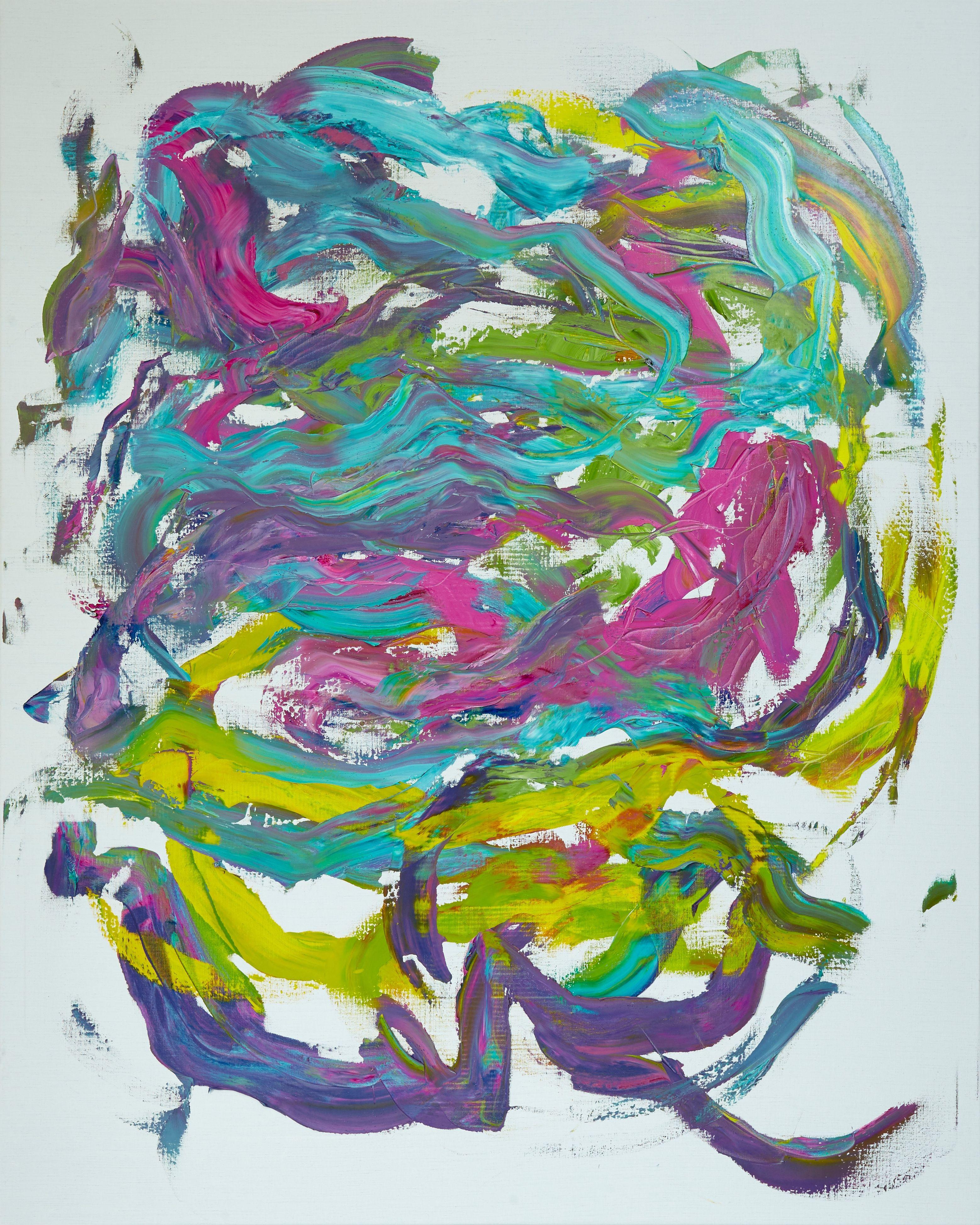 Vibrant oil swirled to explore movement. This is part of the artists ongoing practice, where he intuitively paints for a few hours each day, allowing for his mood and perception of the day to influence the work. :: Painting :: Abstract :: This piece