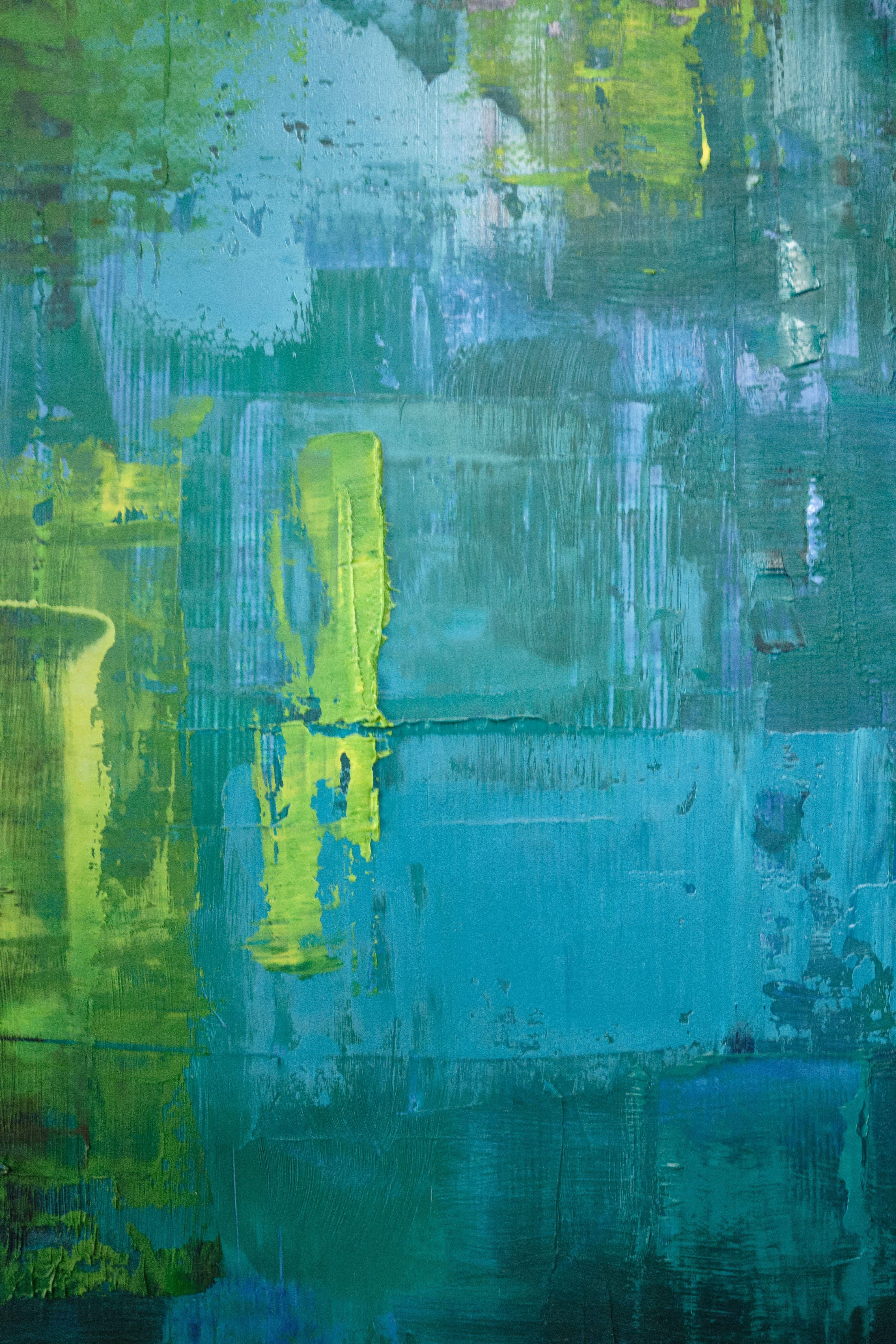 Pittura a olio 5, Pittura, Olio su tela - Abstract Painting Blu di Simon Findlay