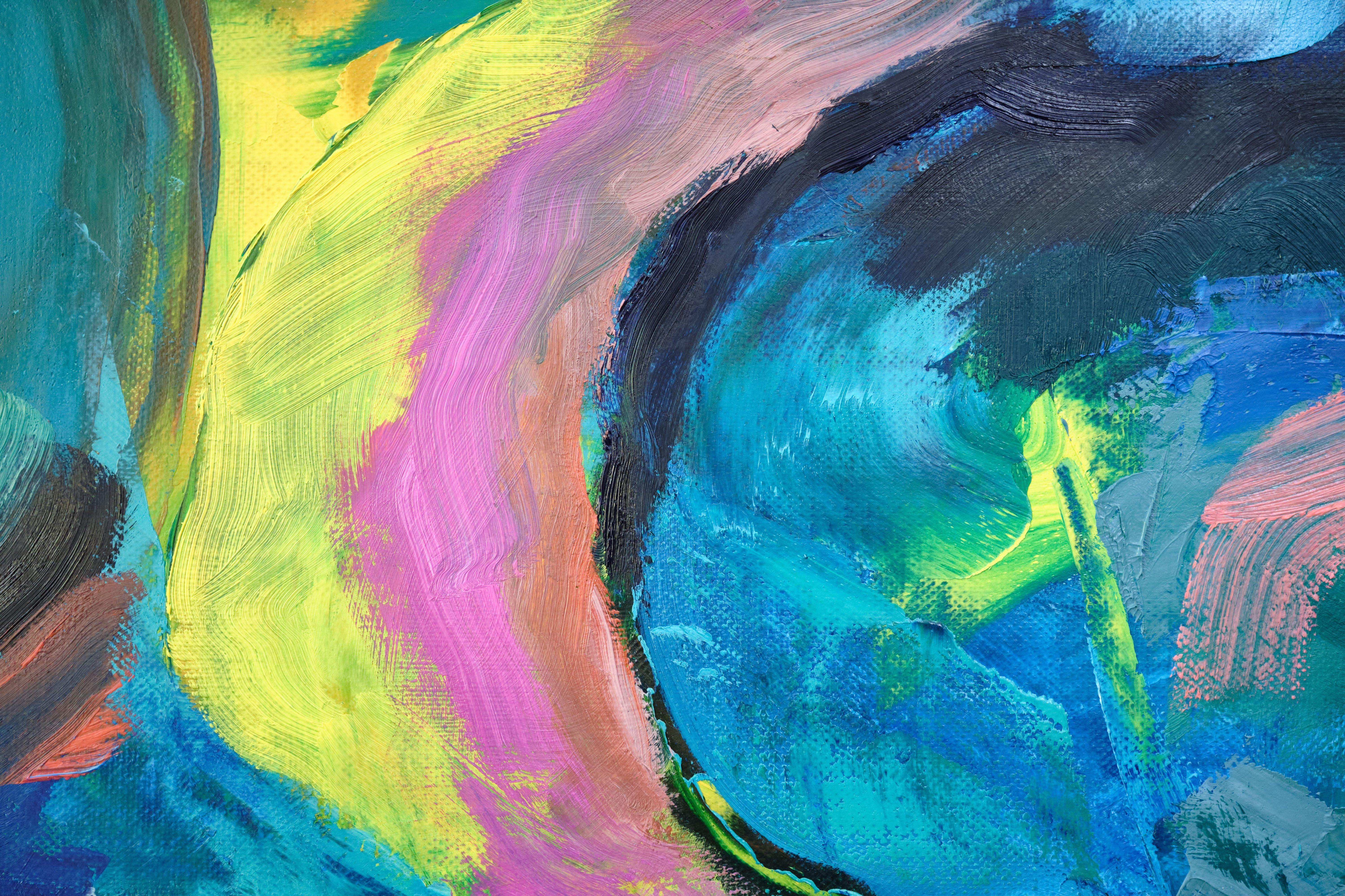 Inizialmente la pittura ad olio veniva spinta con movimenti simili a vortici con una spatola. Nel corso di diversi mesi la tela è stata stratificata con diverse macchie di colore.  Questo fa parte della pratica costante dell'artista, che dipinge