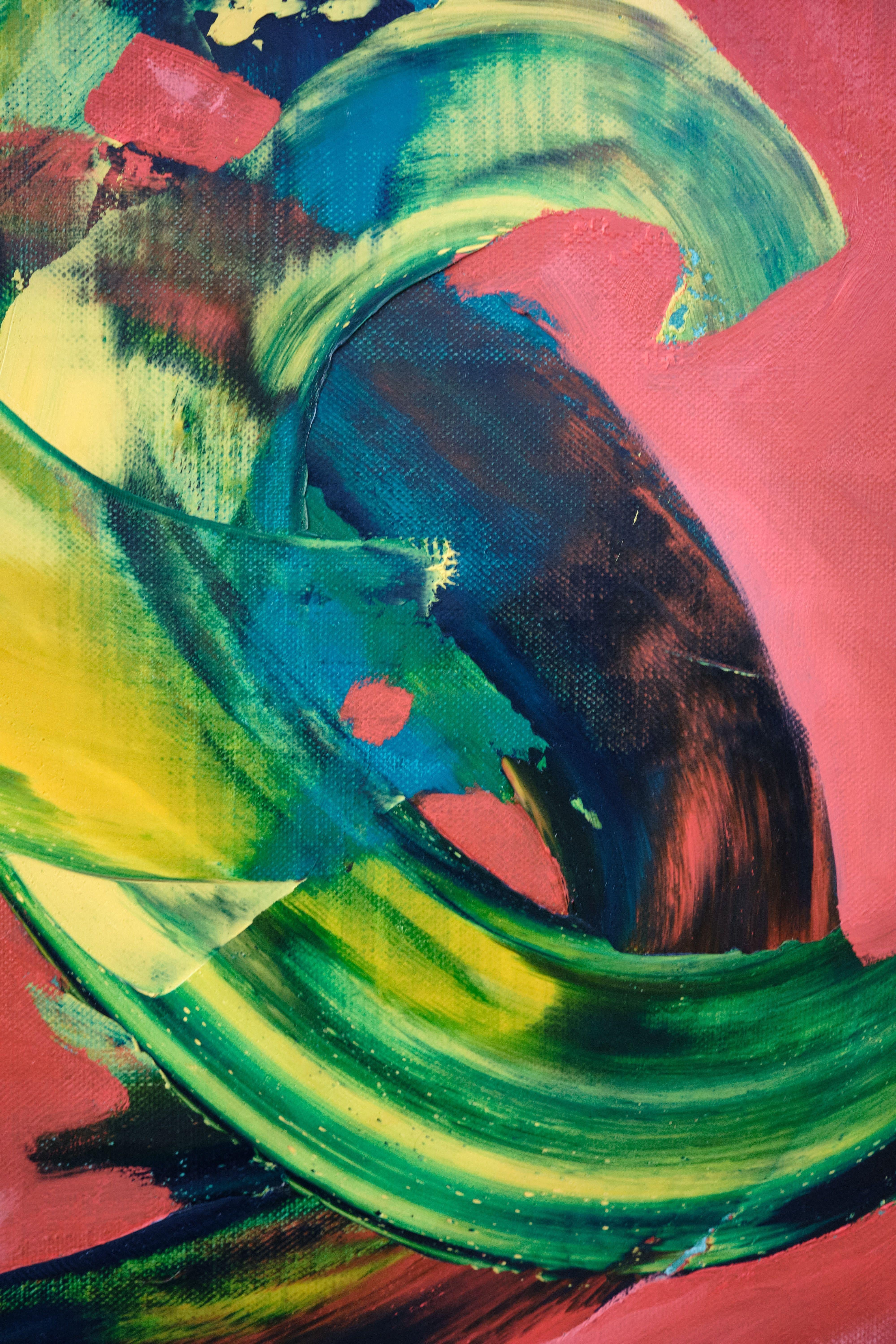Orange Face, Painting, Oil on Canvas For Sale 3