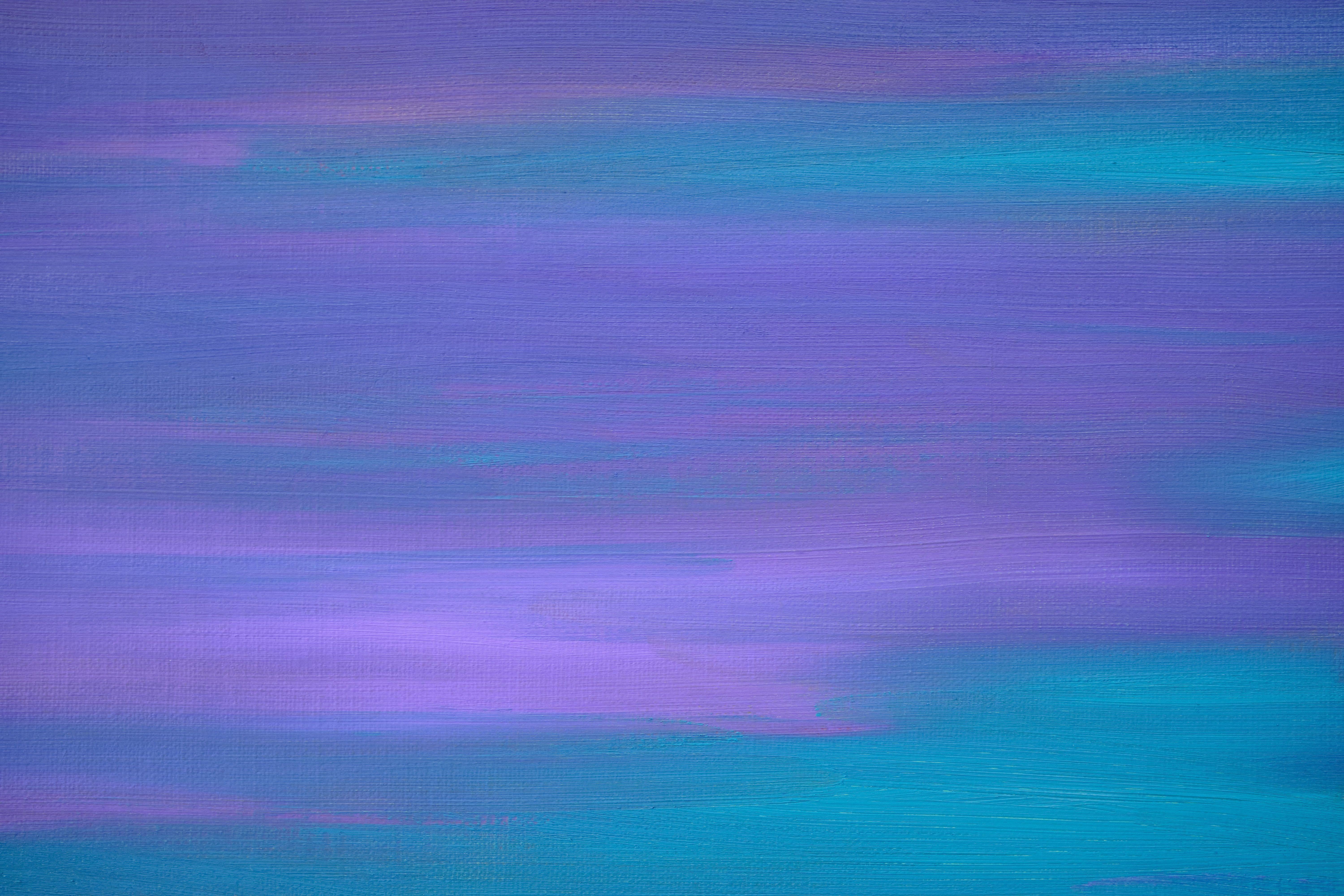 Purple Sky Turquoise Clouds, Painting, Oil on Canvas For Sale 1