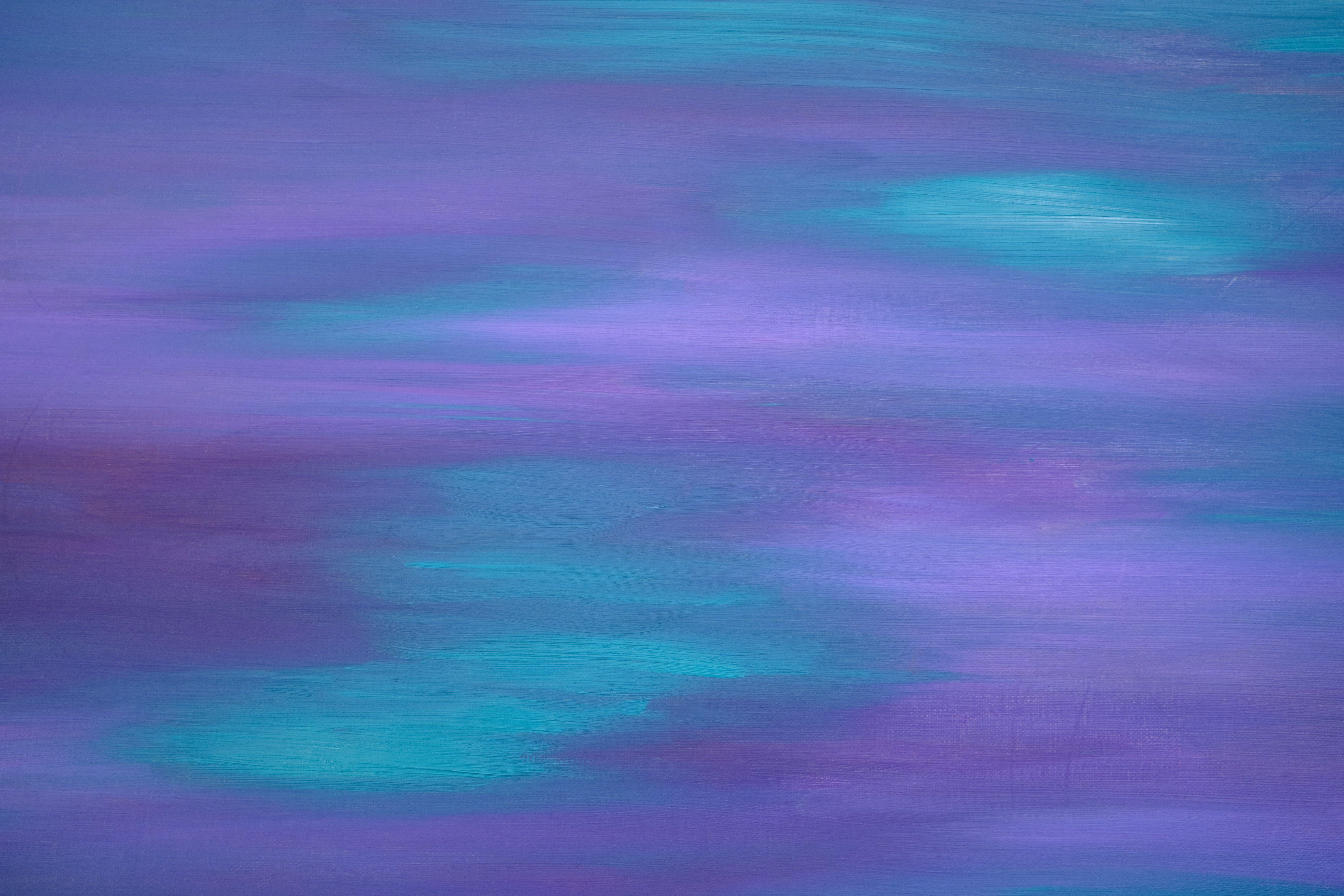 Purple Sky Turquoise Clouds, Painting, Oil on Canvas For Sale 3