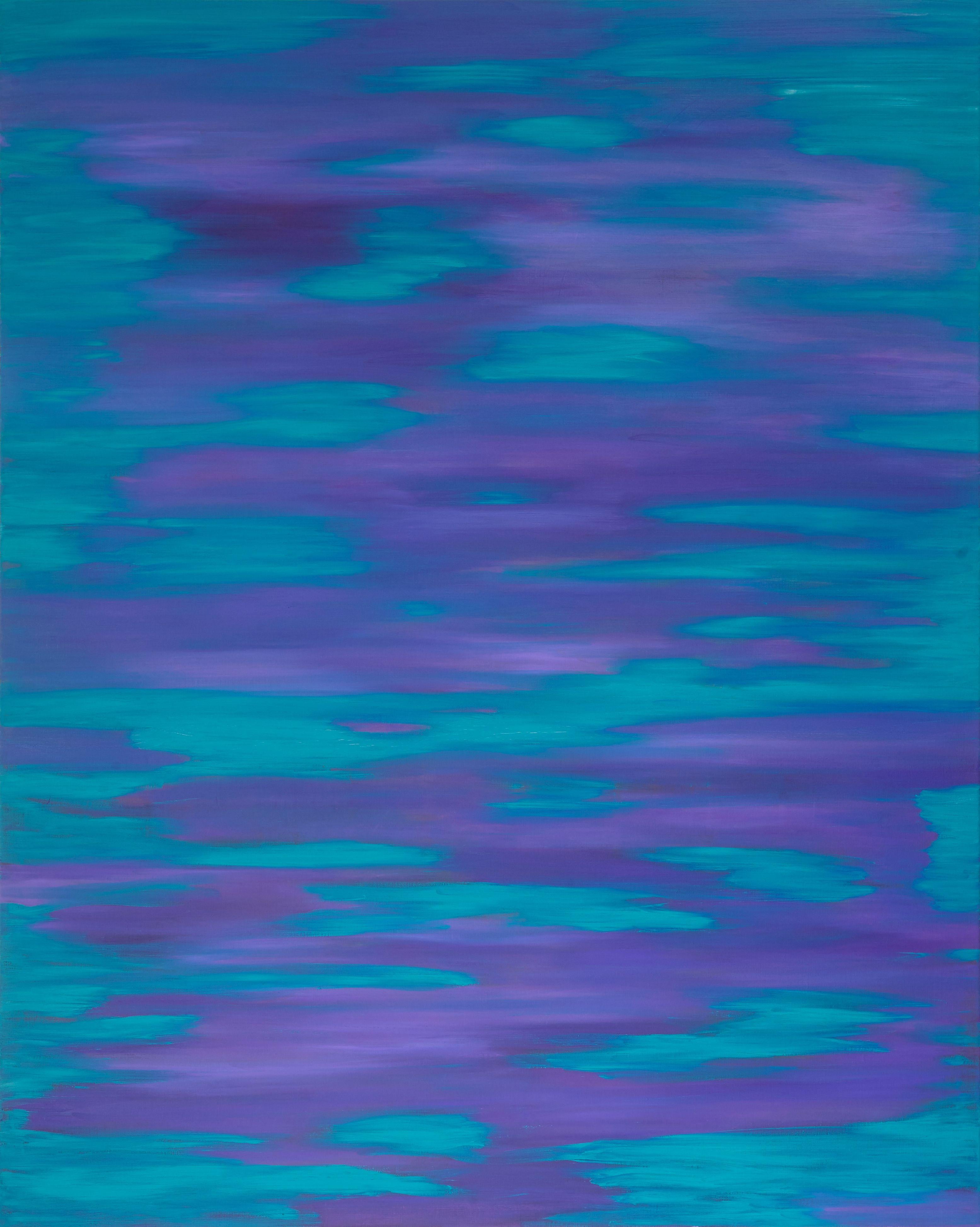 Simon Findlay Abstract Painting - Purple Sky Turquoise Clouds, Painting, Oil on Canvas