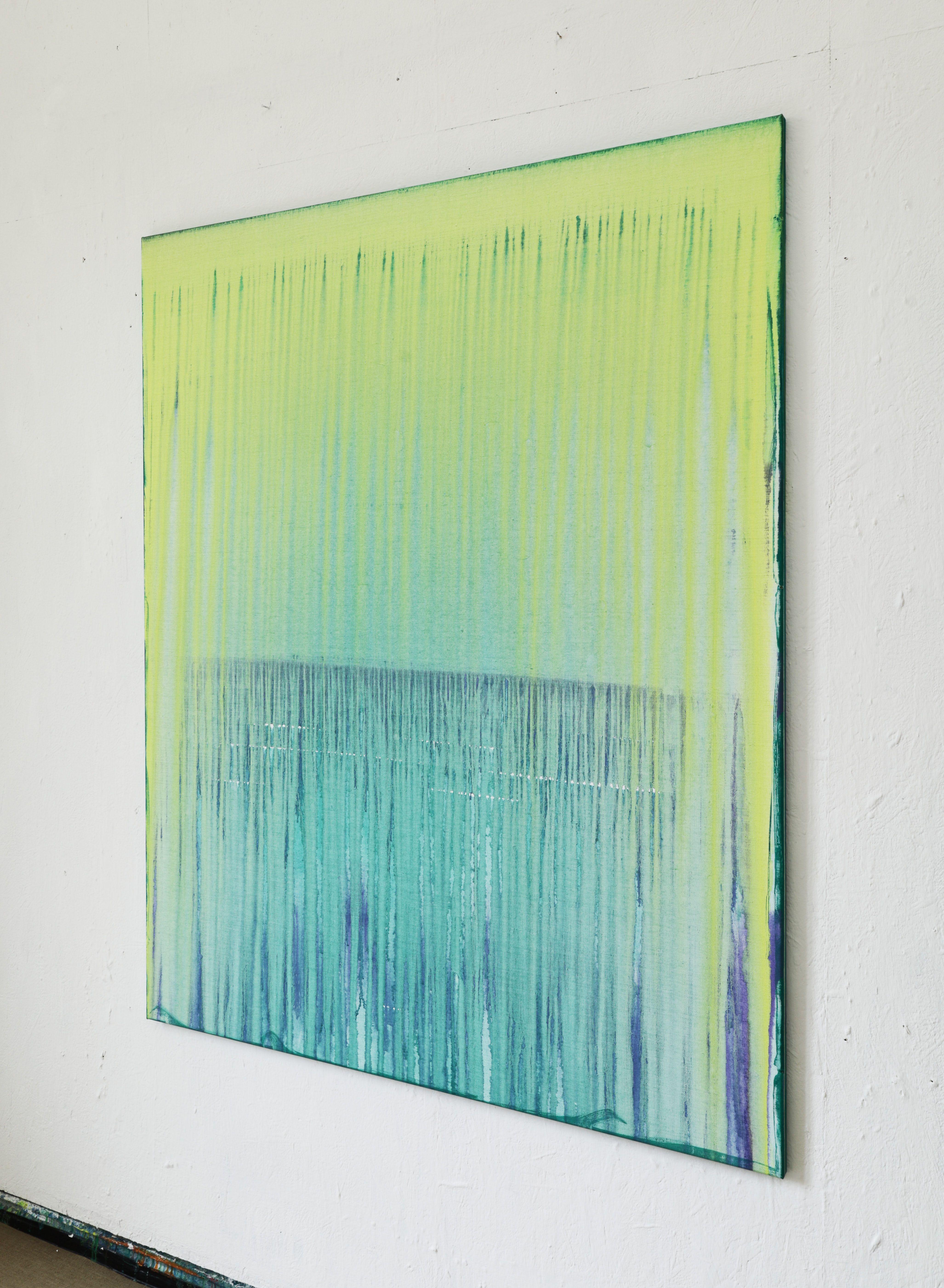 Stuck In A Loop (Again), Painting, Acrylic on Canvas - Green Abstract Painting by Simon Findlay