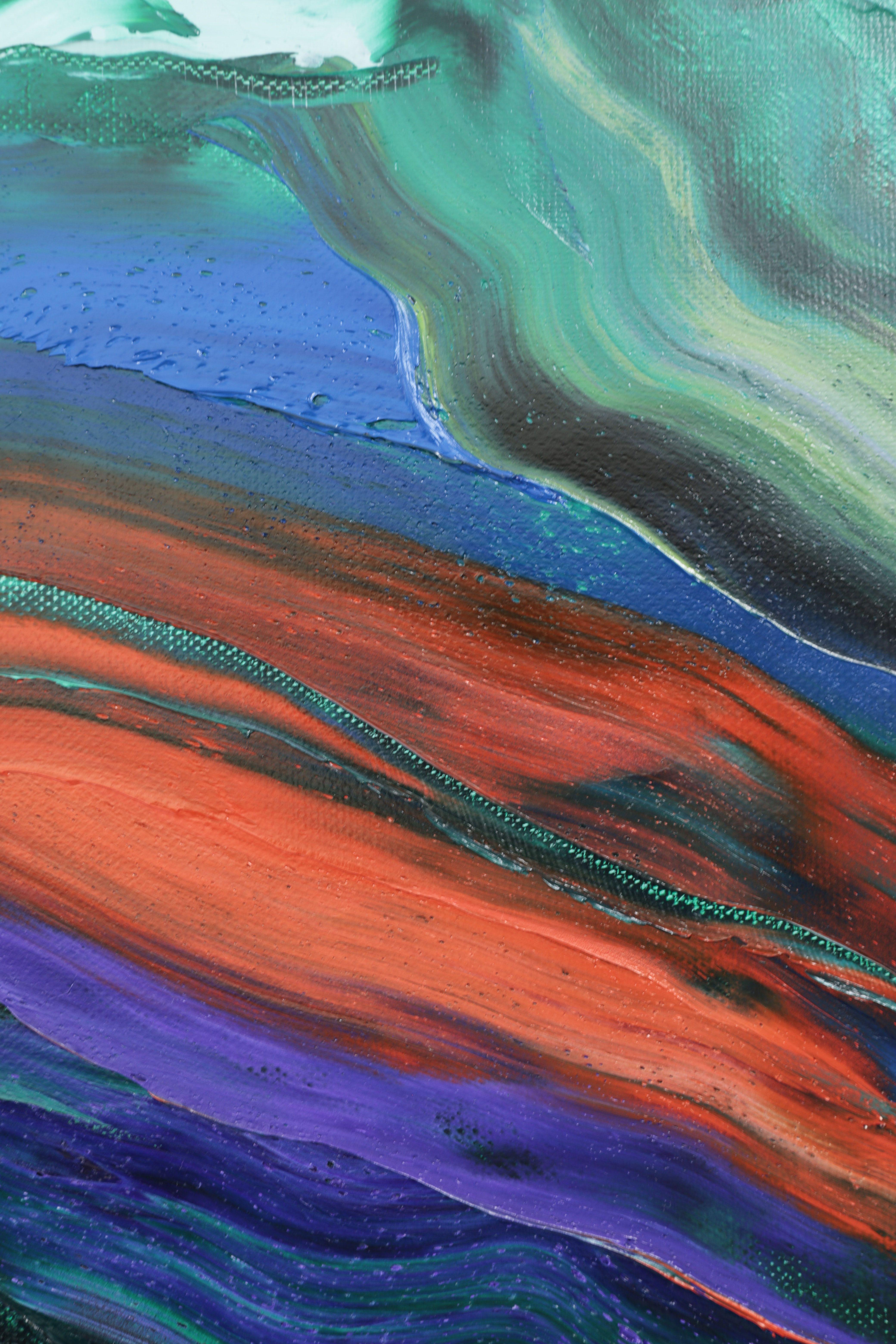 The Chaos Of The Soul And The Physical Destruction Of The Self    Oil paint is layered and swirled to express movement and emotions through colour.  This is part of the artistâ€™s ongoing practice, where he intuitively paints for a few hours each