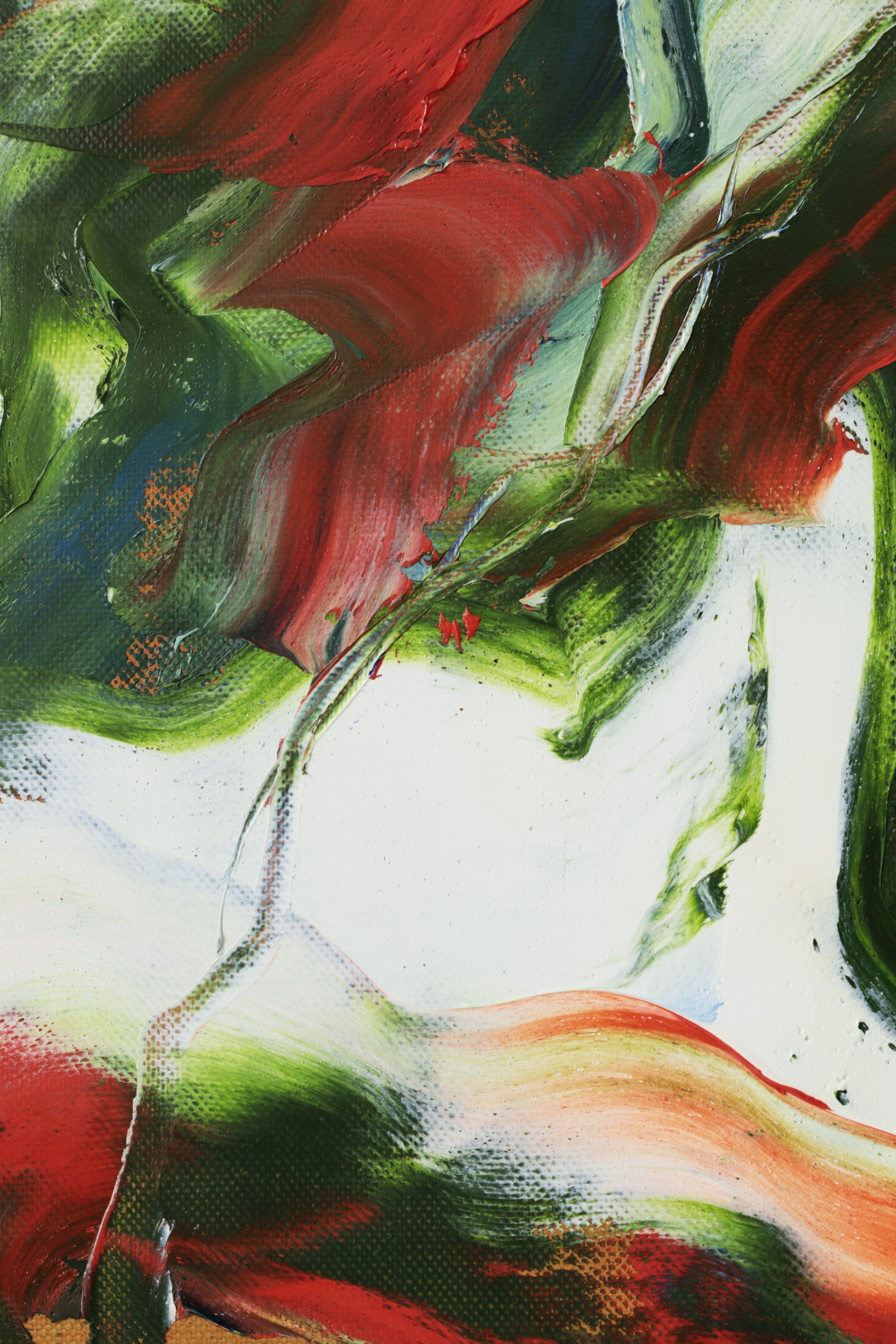 Oil paint pushed with a palette knife to create swathes and streaks of colour; orange, blue and white.  This is part of the artistâ€™s ongoing practice, where he intuitively paints for a few hours each day, allowing for his mood and perception of