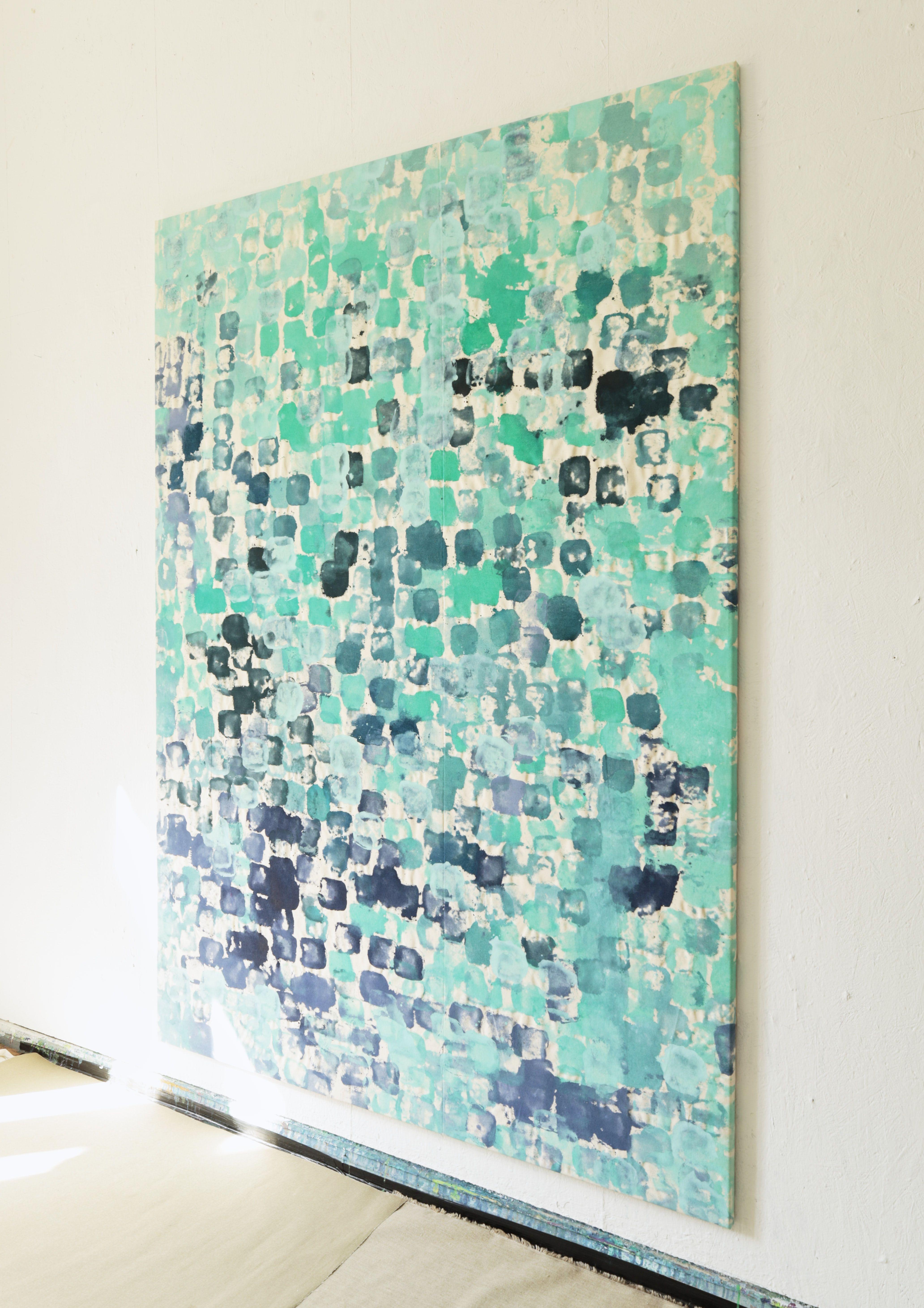 Rocce avvolte / Blu Ciano Turchese Viola, Pittura, Acrilico su tela - Painting di Simon Findlay