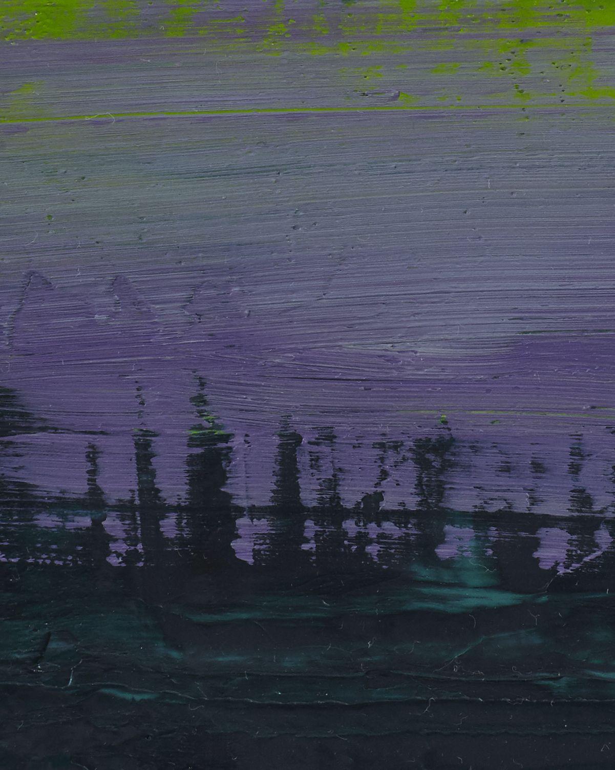 Yellow Purple Green Horizon, Painting, Oil on Canvas For Sale 1