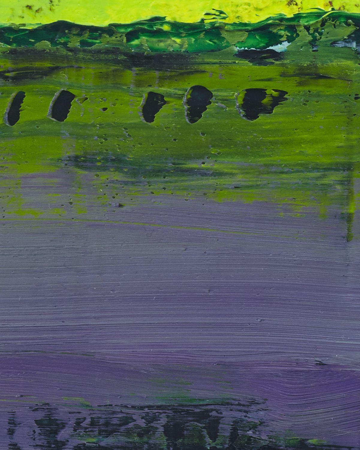 Yellow Purple Green Horizon, Painting, Oil on Canvas For Sale 2