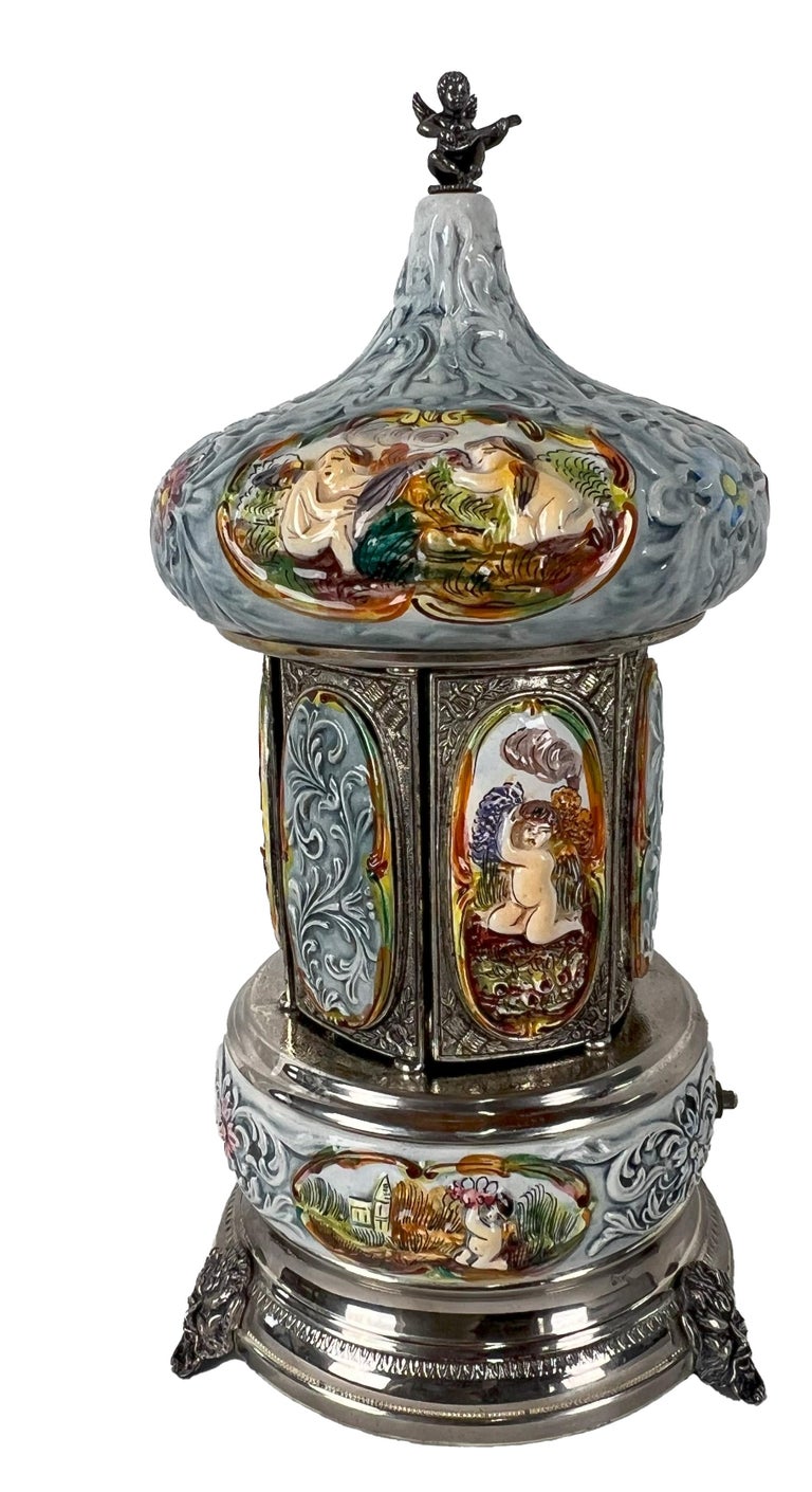 Simo, Florence Italy Musical Lipstick Carousel - Capodimonte Porcelain  Cherubs at 1stDibs