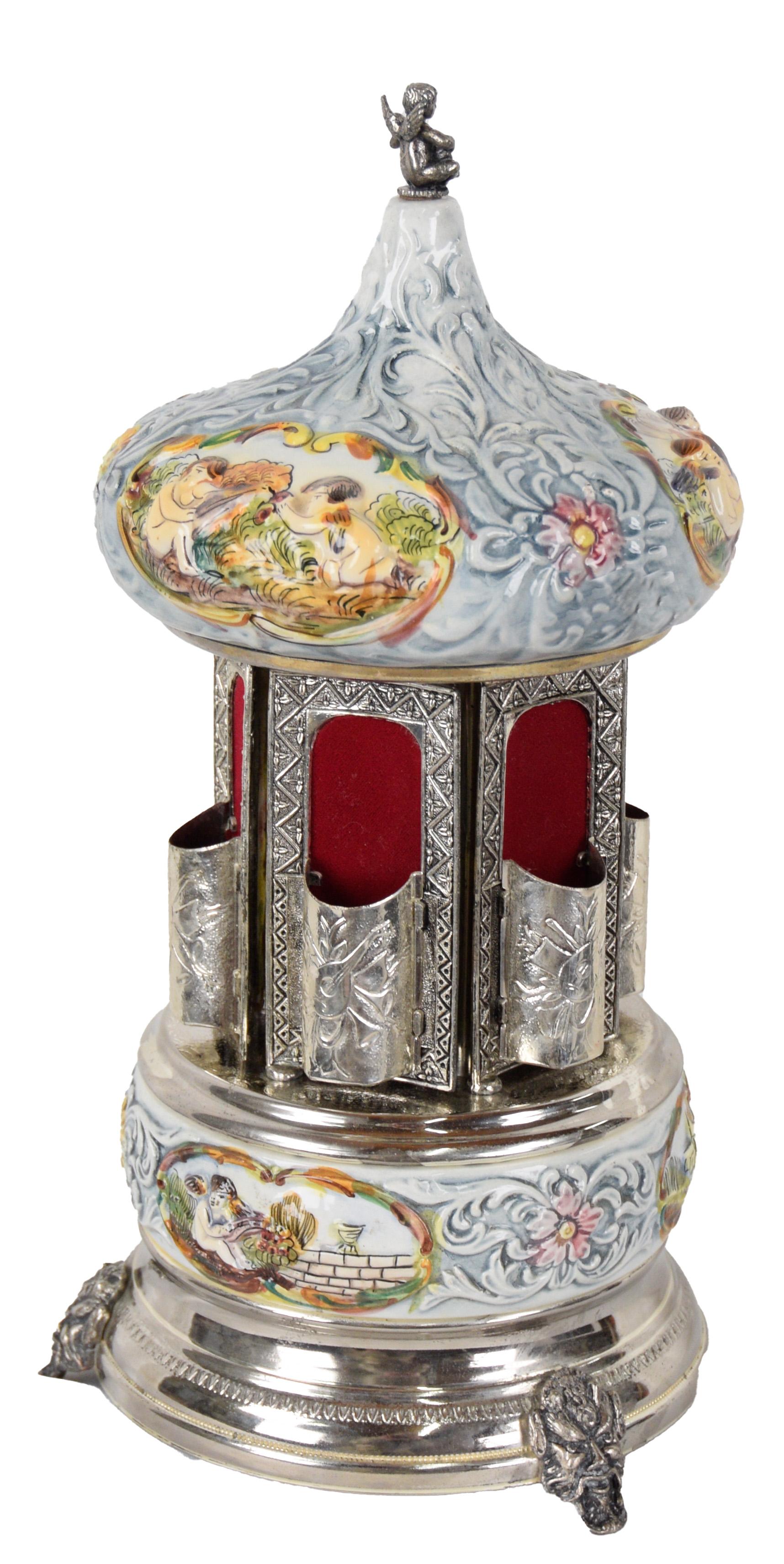 Simo, Florence Italy Musical Lipstick Carousel - Capodimonte Porcelain Cherubs 5
