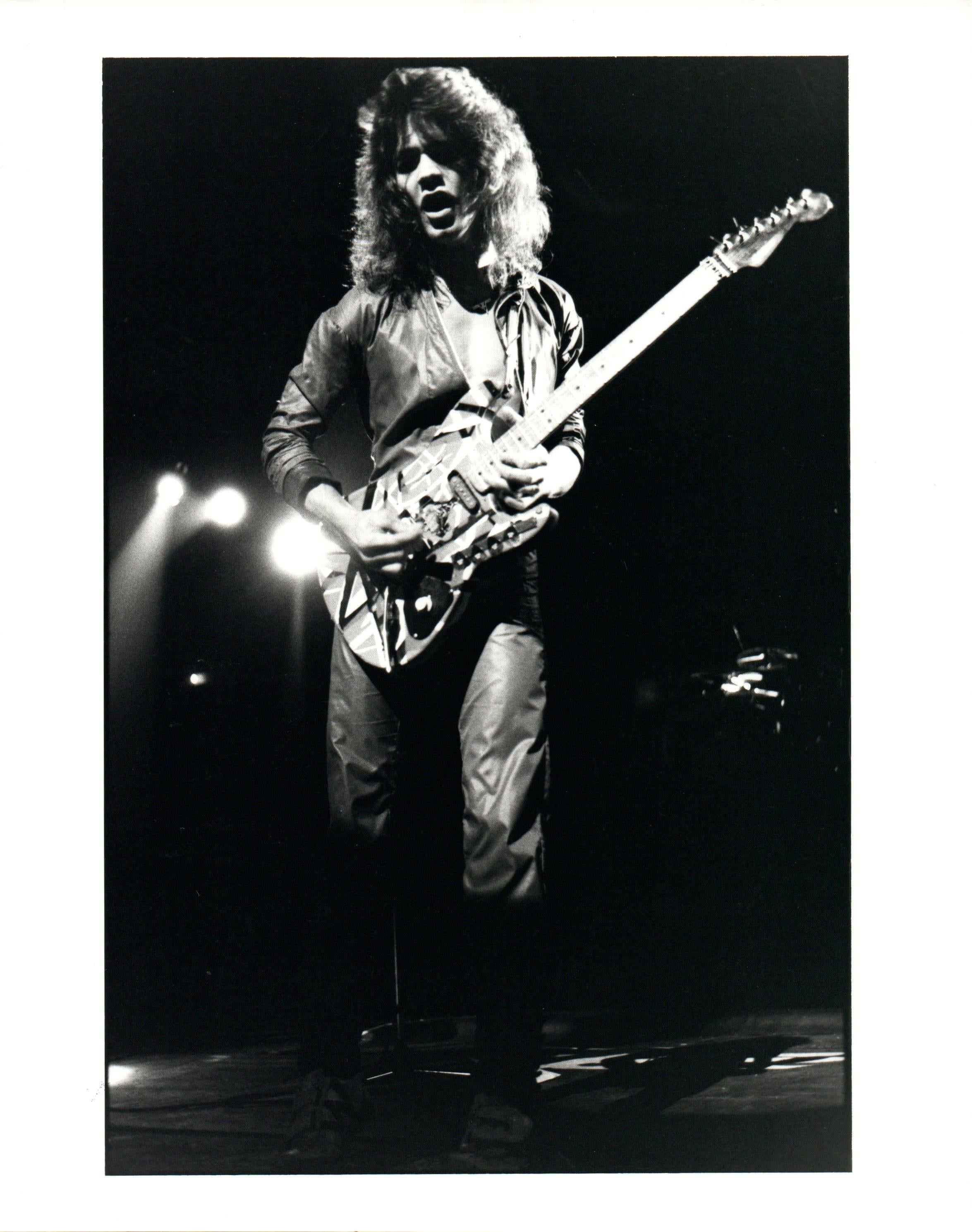 Simon Fowler Black and White Photograph - Eddie Van Halen Performing Vintage Original Photograph