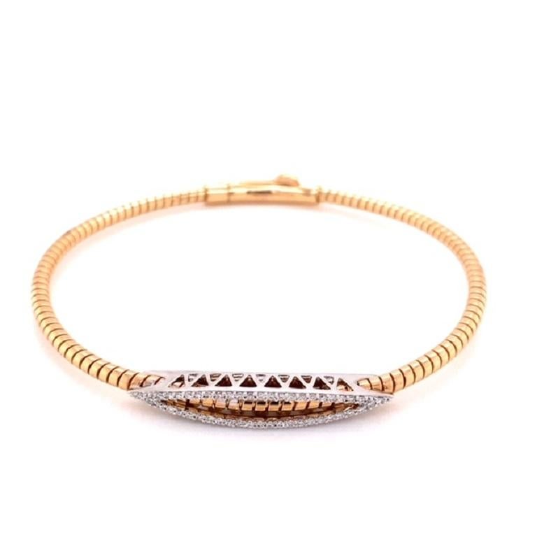 Round Cut Simon G. 0.20ctw Diamond 18 Karat White & Rose Gold Bangle Bracelet For Sale