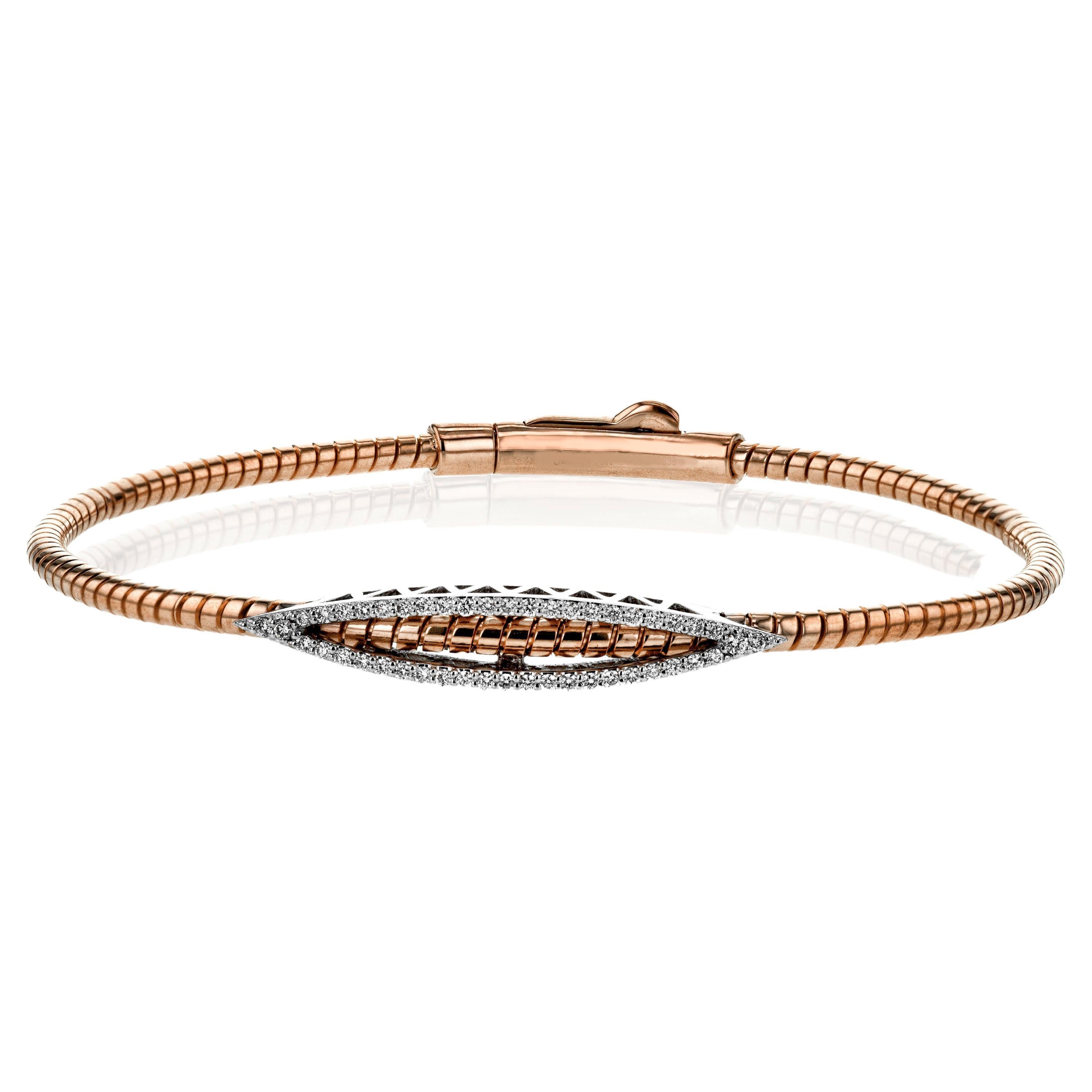 Simon G. 0.20ctw Diamond 18 Karat White and Rose Gold Bangle Bracelet For  Sale at 1stDibs