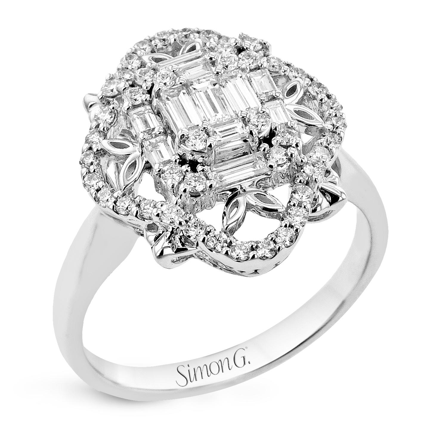 Art déco A. Simon G. 0,35ctw Baguette Diamond & 0,32ctw Round Diamond Art Deco Fashion Ring en vente