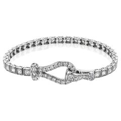 Simon G 1.00ctw Diamond Tennis Bracelet with Buckle Detail Clasp, 18k White Gold