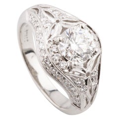 Simon G 1.33 Carat Round Brilliant Diamond Platinum Engagement Ring