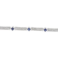 Simon G. 2.51 CTW Diamond Sapphire 18 Karat White Gold Line Bracelet