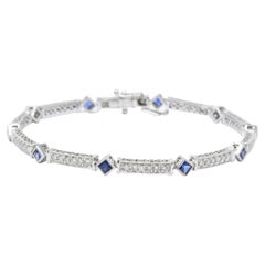 Simon G. 2.51 CTW Diamond Sapphire 18 Karat White Gold Line Bracelet
