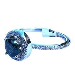 Simon G, 18 Karat Teal farbigen Zirkon Halo Eternity Band .90ct Ring