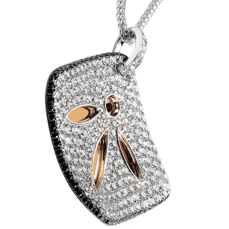 Simon G. 18 Karat White and Rose Gold Diamond Set Leaf Pendant Necklace In New Condition In Southampton, PA