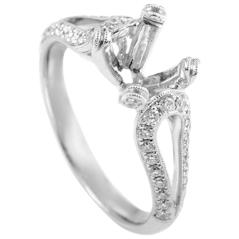 Simon G. 18 Karat White Gold Diamond Engagement Ring Mounting