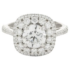 Simon G 18 Karat White Gold Round Brilliant Diamond Engagement Ring