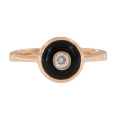 Simon G Limited Edition 18 Karat Yellow Gold Black Enamel Diamond Evil Eye Ring