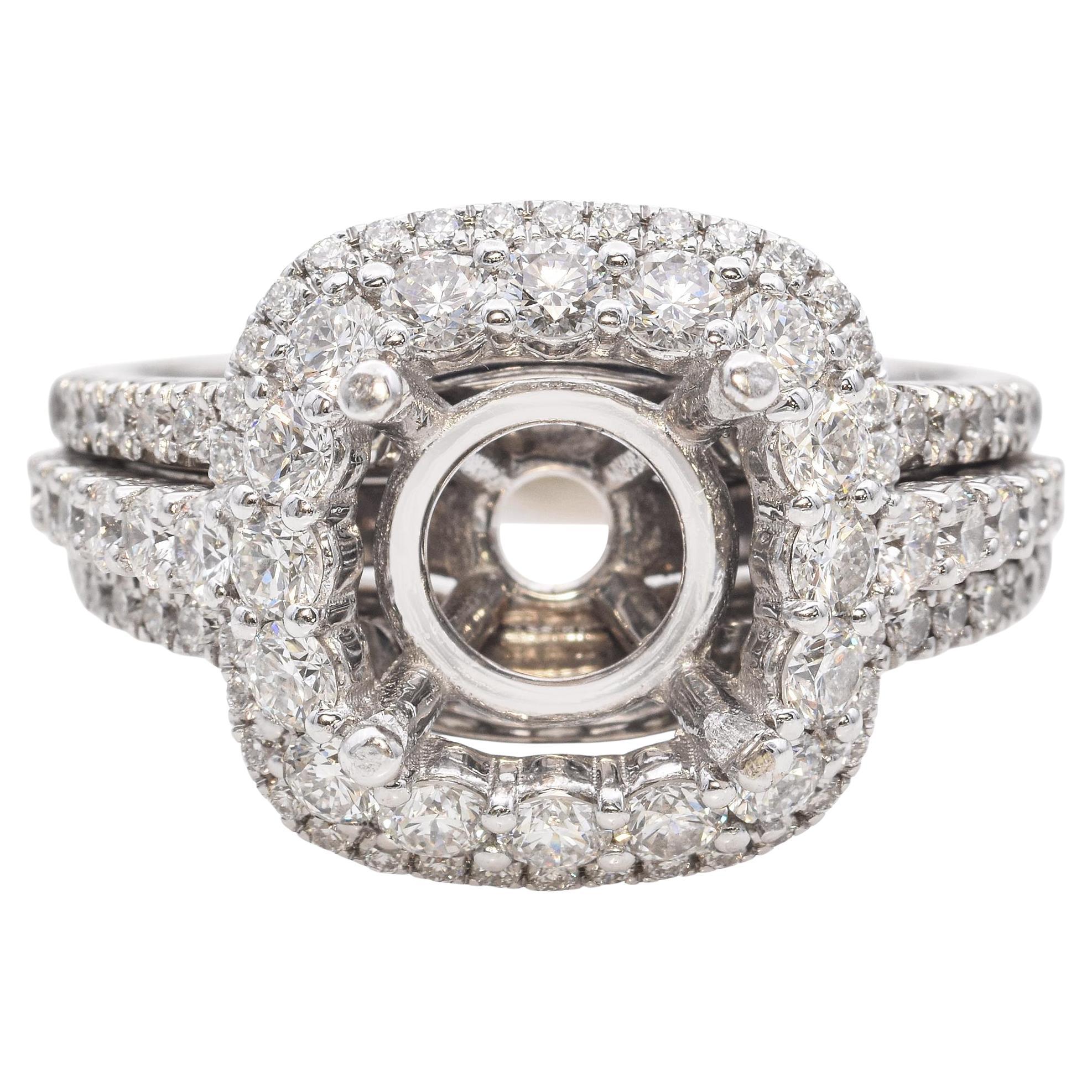 Simon G 18k Diamond Halo Semi-Mount Engagement Ring