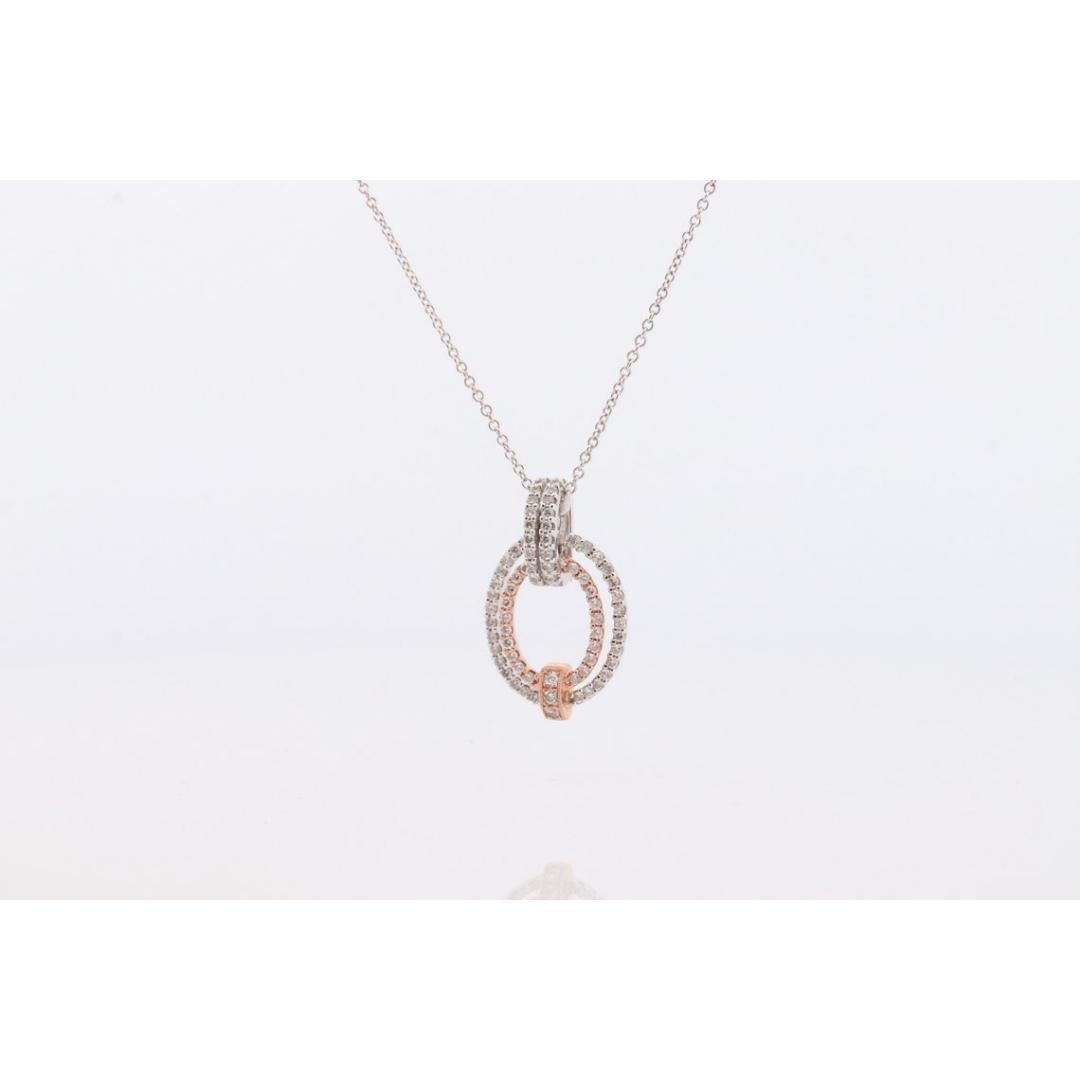 Ciondolo con diamante Looping SIMON G 18k. Collana con pave di diamanti in oro bianco e rosa 18k. in vendita 1