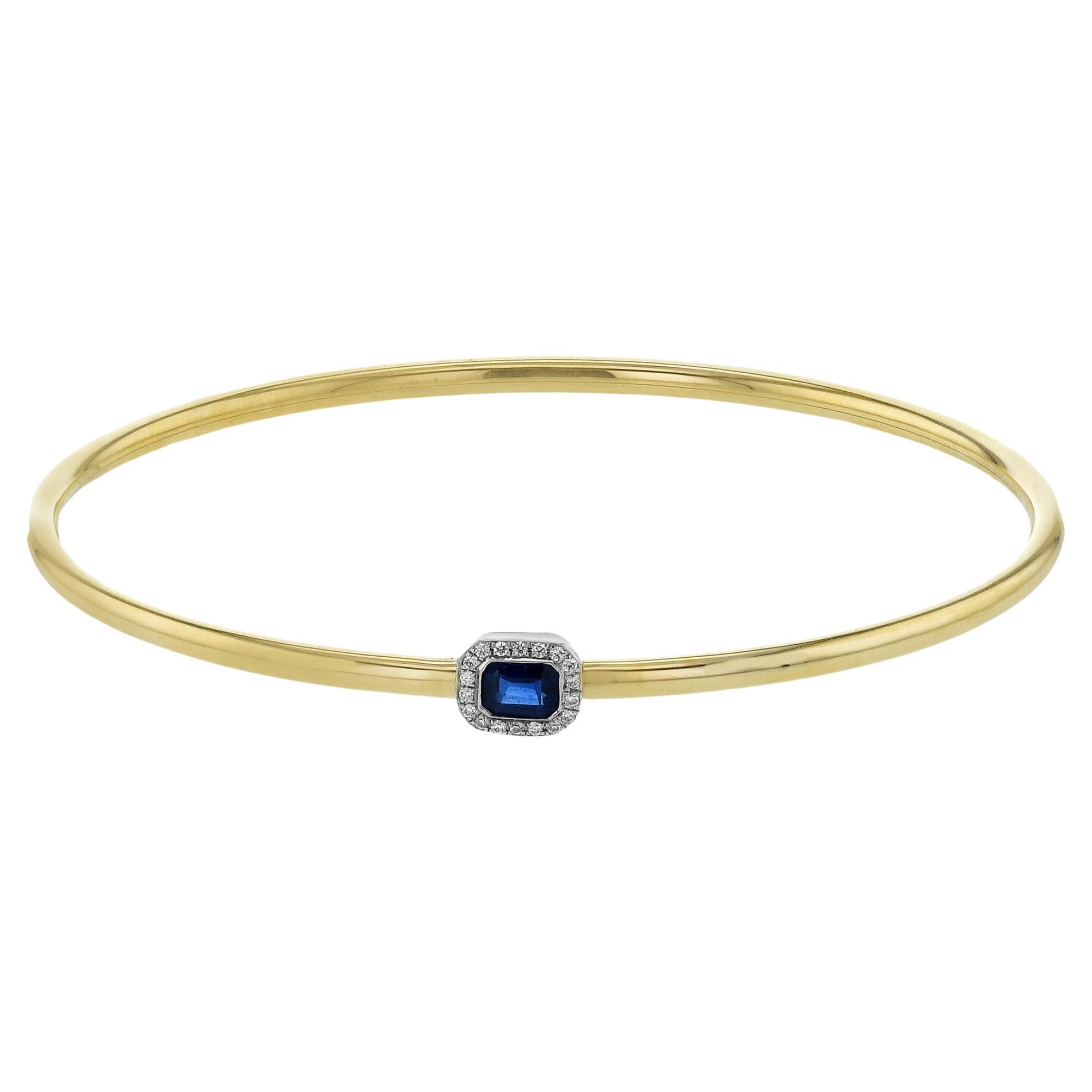 Simon G. 18K Gold Bangle Bracelet with Diamonds and Sapphire - LB2494 For Sale