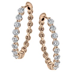 Simon G 18K Rose Gold Hoop Earrings with 1 Carat Total Weight of White Diamonds