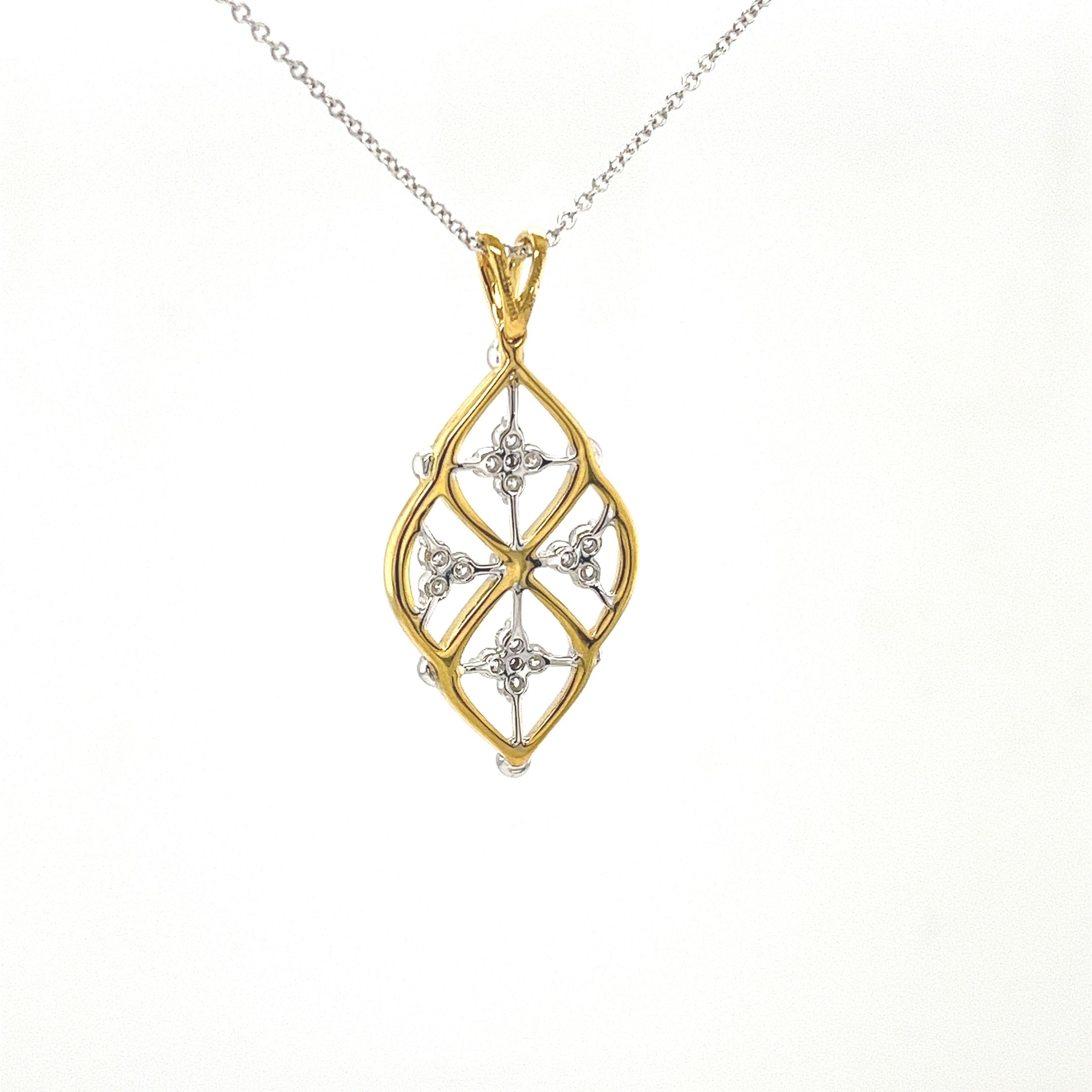 Simon G.: 18 Karat Gold Halskette mit zweifarbigem Diamant-Anhänger aus Spitzenarbeit in 18 Karat Gold im Angebot 6