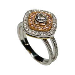 Simon G 18K White and Rose Gold Diamond and Natural Pink Diamond Ring