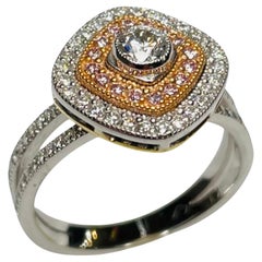 Simon G 18K White and Rose Gold Diamond and Natural Pink Diamond Ring