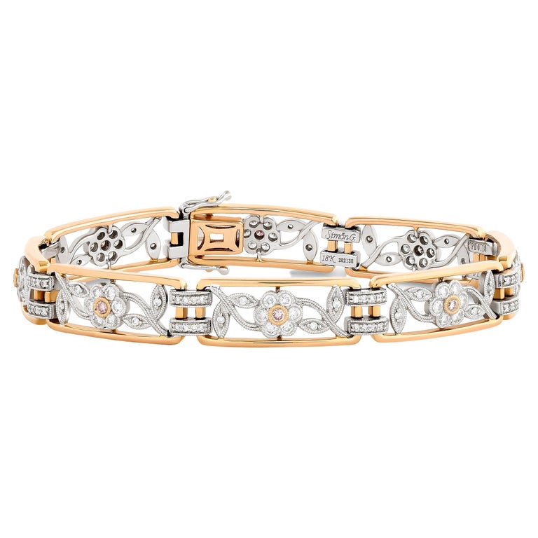 Diamond Flower Bracelet - 592 For Sale on 1stDibs  floral diamond bracelet,  designer flower bracelet, flower diamond tennis bracelet