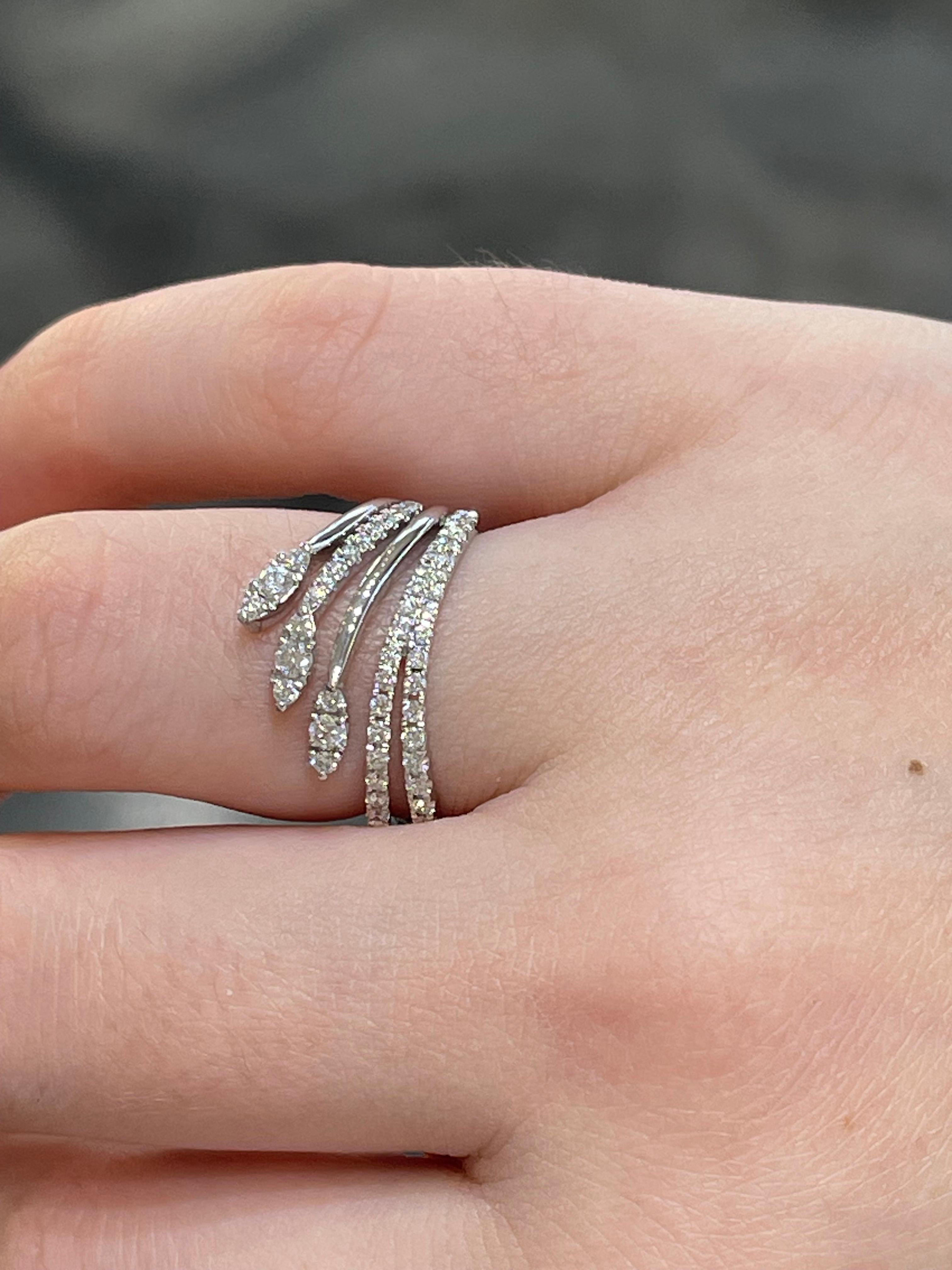 Simon G 18K White Gold .50 CTW Diamond Fashion Ring In Excellent Condition For Sale In Stuart, FL