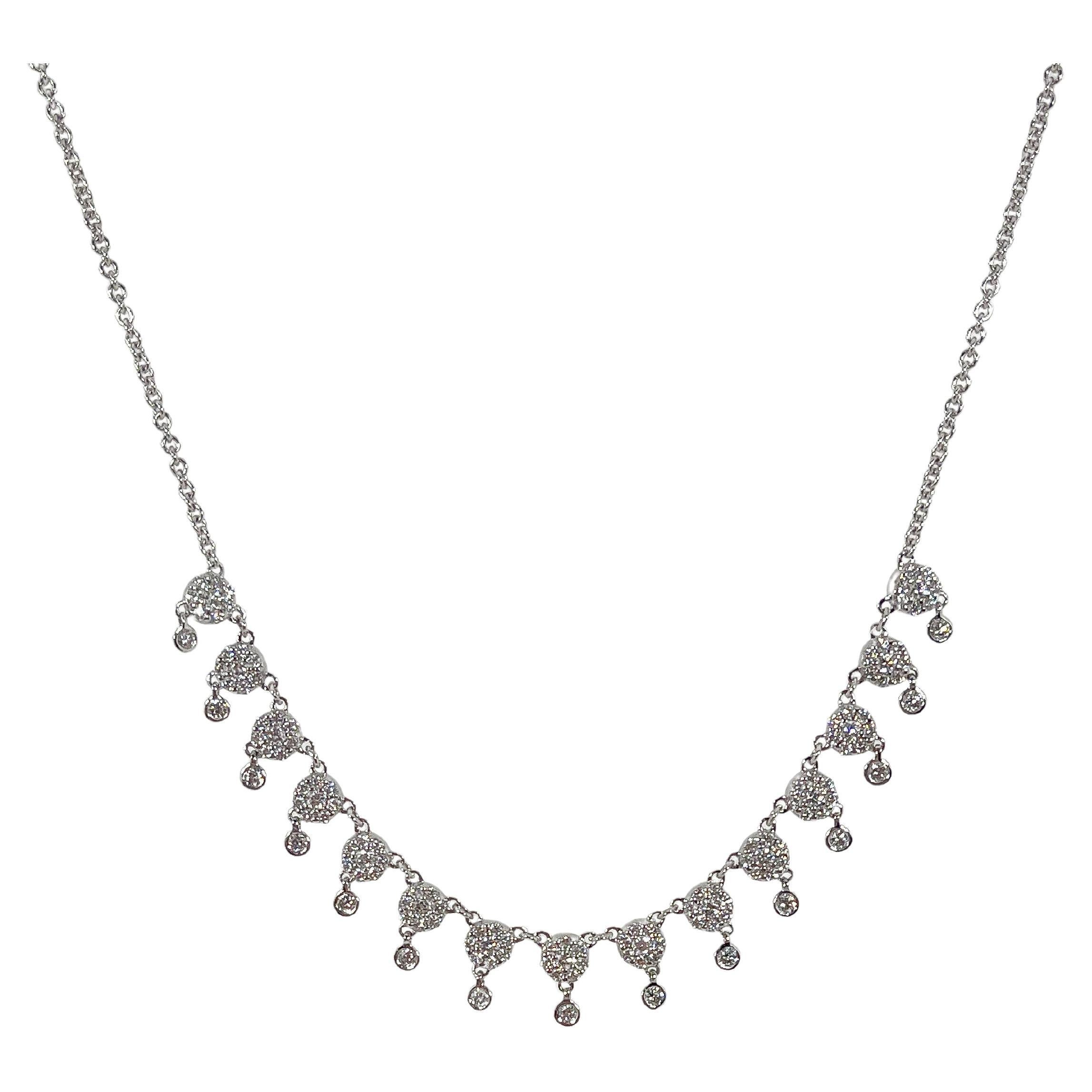 Simon G 18K White Gold .97 CTW Diamond Dangle Necklace  For Sale