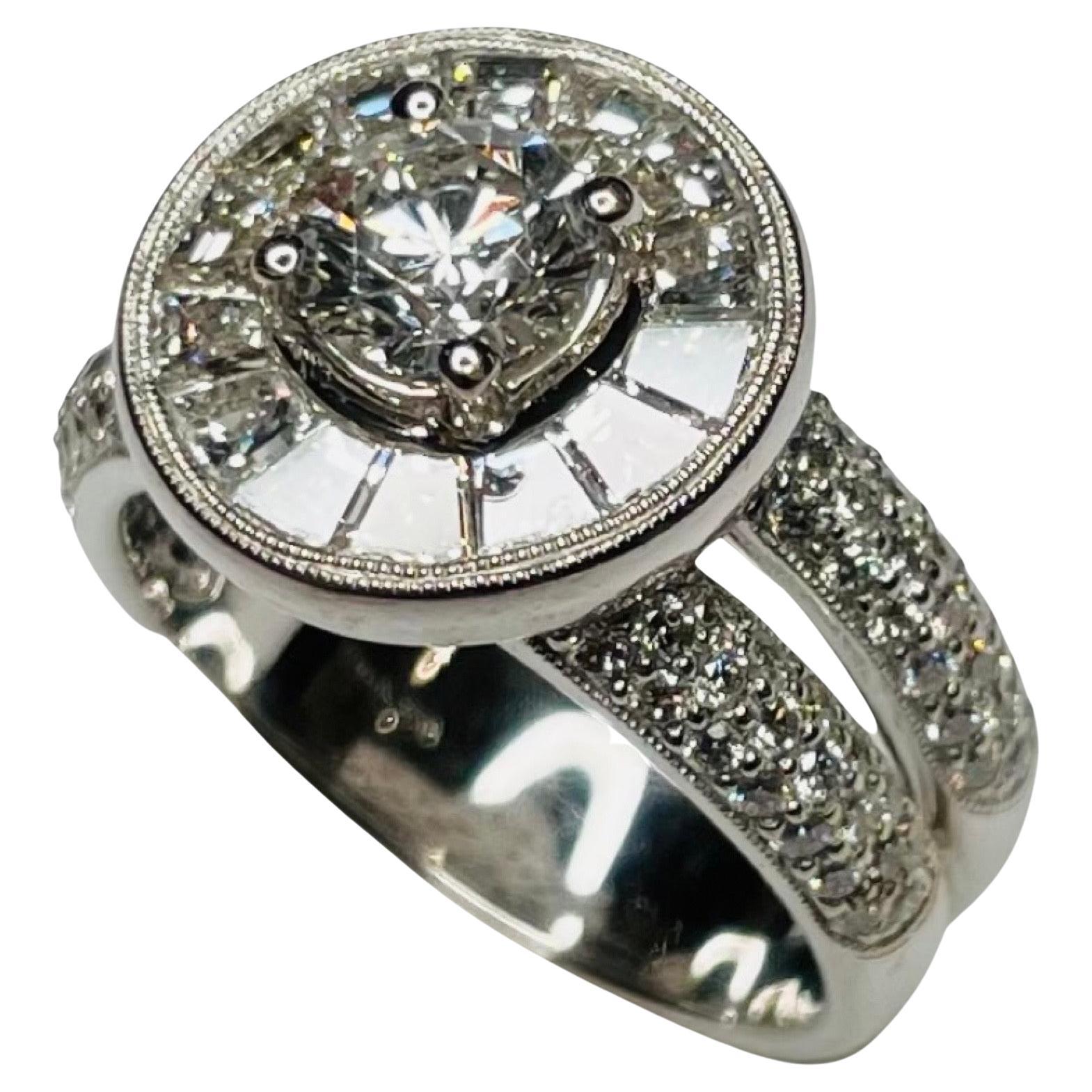 Simon G 18K White Gold & Diamond Ring For Sale