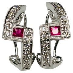 Simon G 18K White Gold Natural Ruby and Diamond Earrings